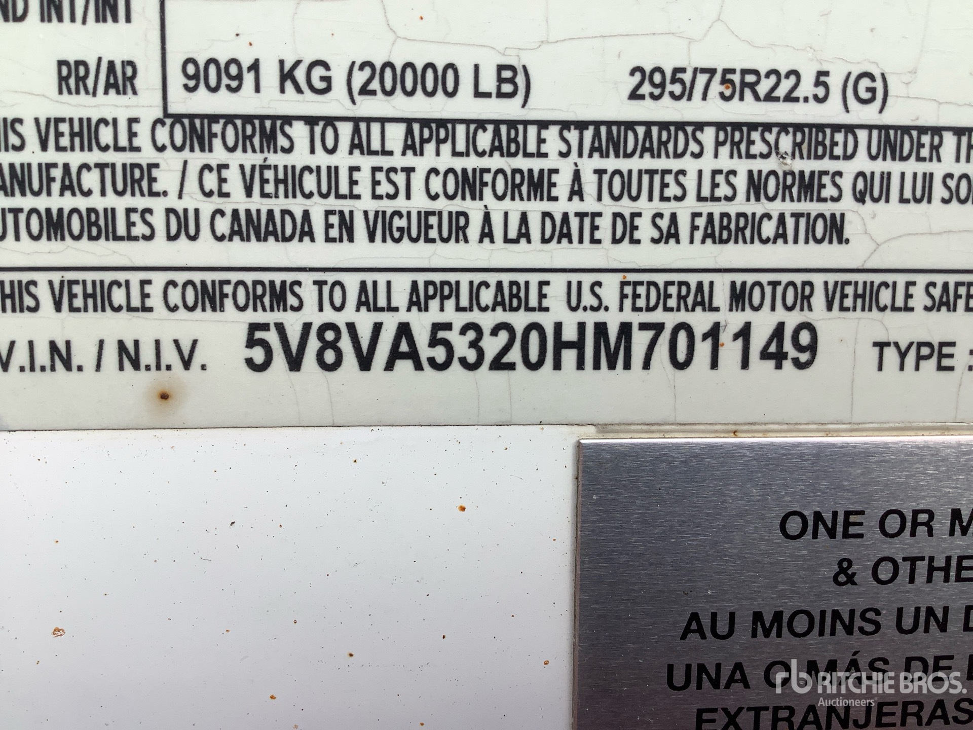 General Appearance with Serial Number / VIN