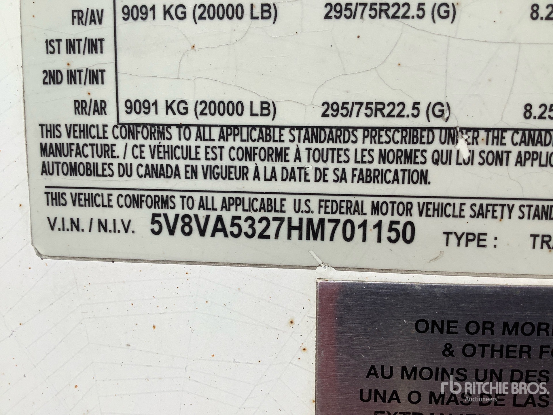General Appearance with Serial Number / VIN