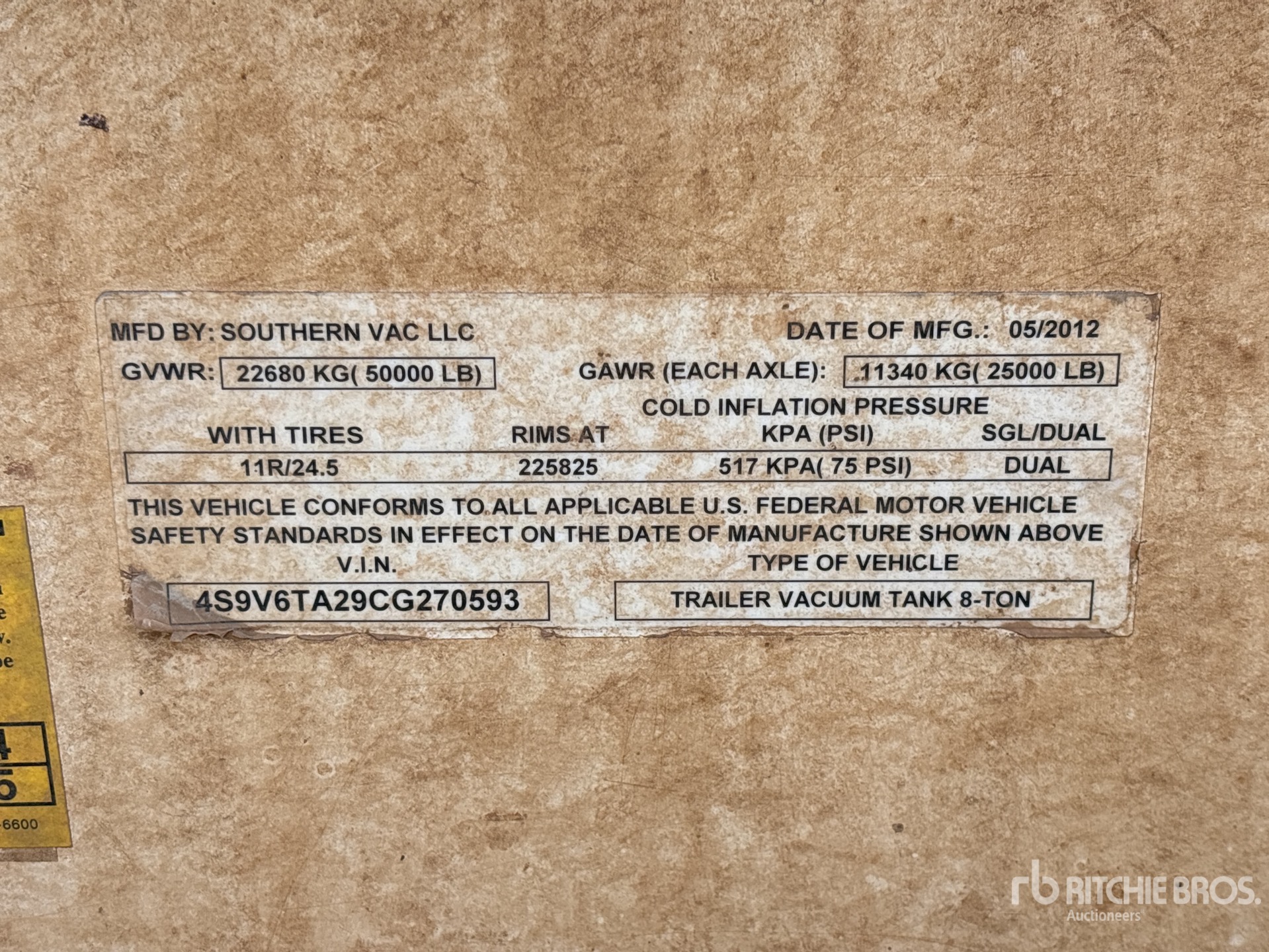 General Appearance with Serial Number / VIN