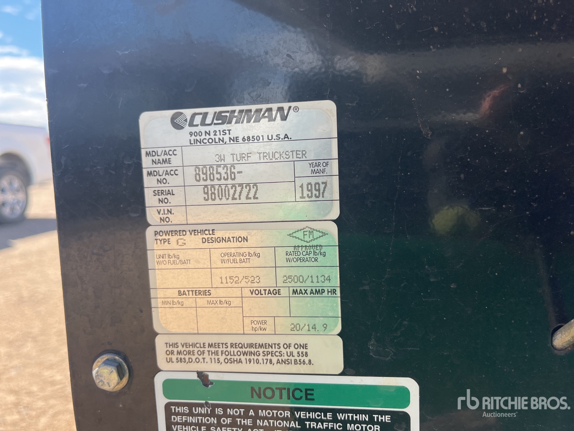 General Appearance with Serial Number / VIN