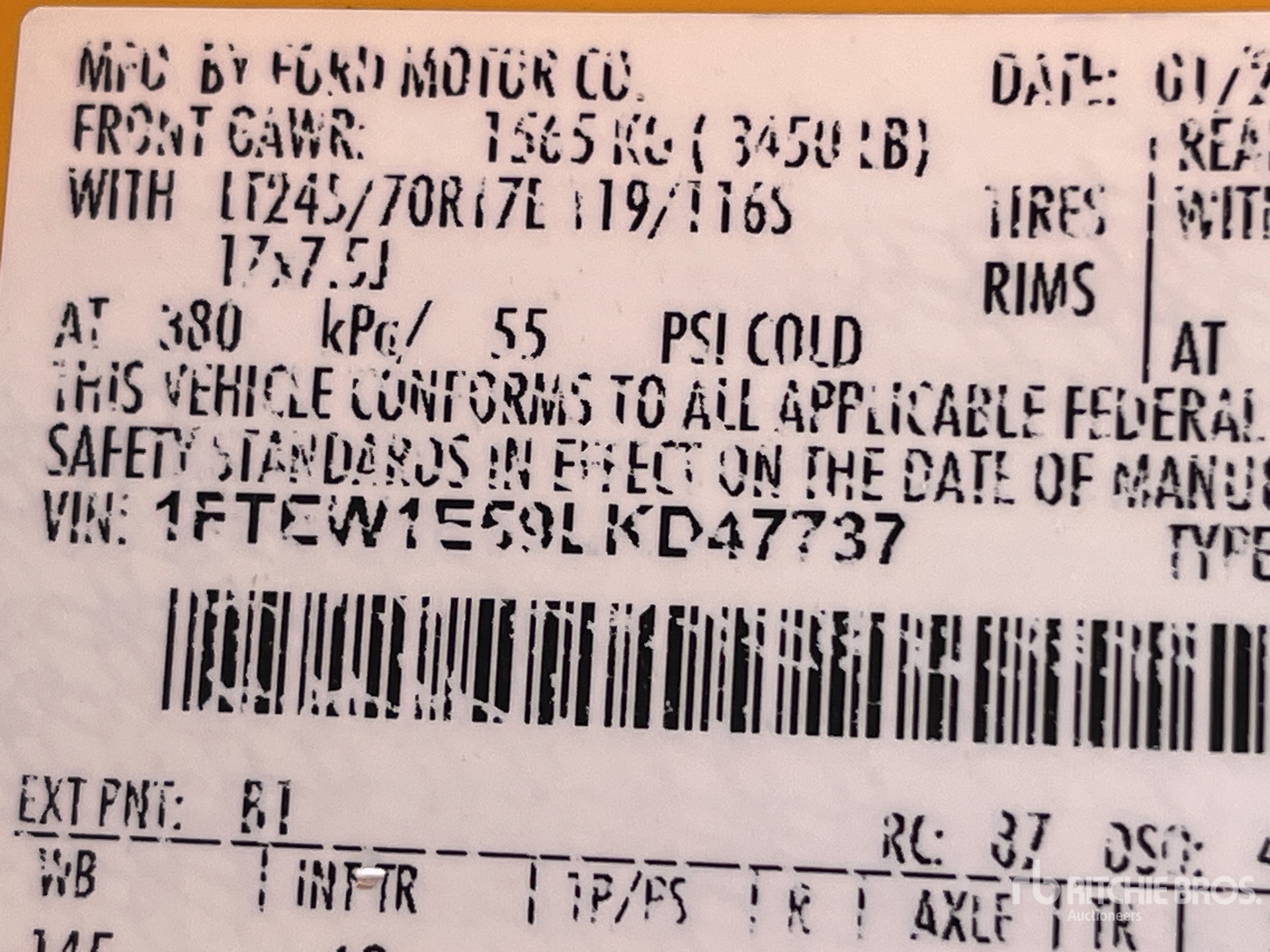 General Appearance with Serial Number / VIN