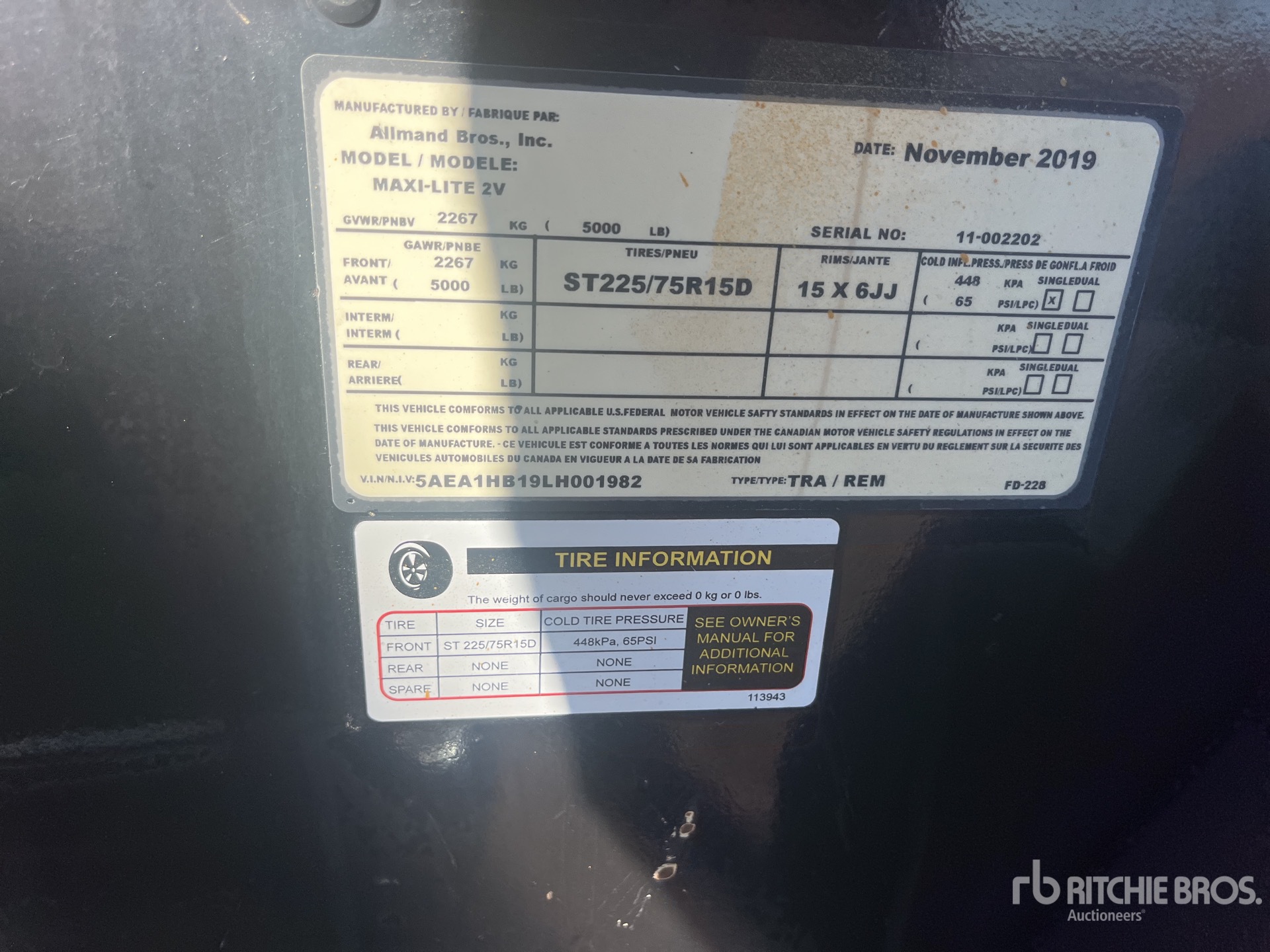 General Appearance with Serial Number / VIN