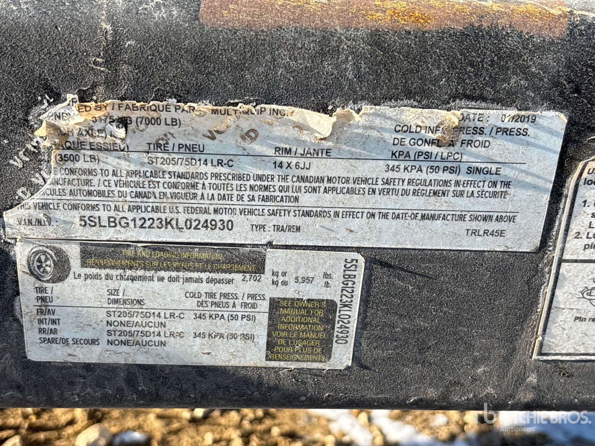 General Appearance with Serial Number / VIN