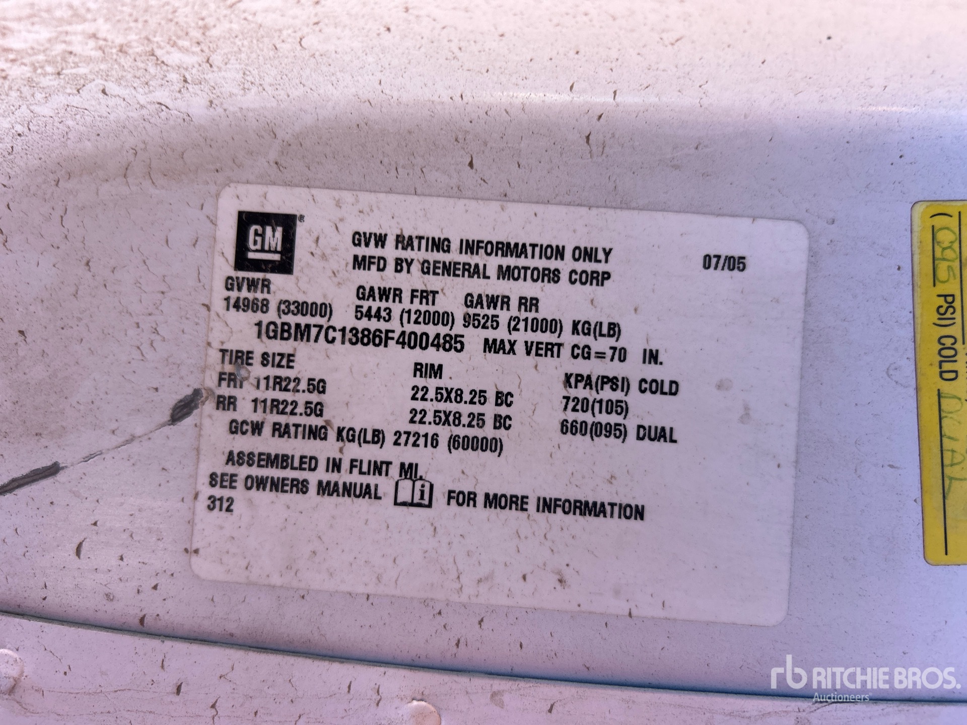General Appearance with Serial Number / VIN