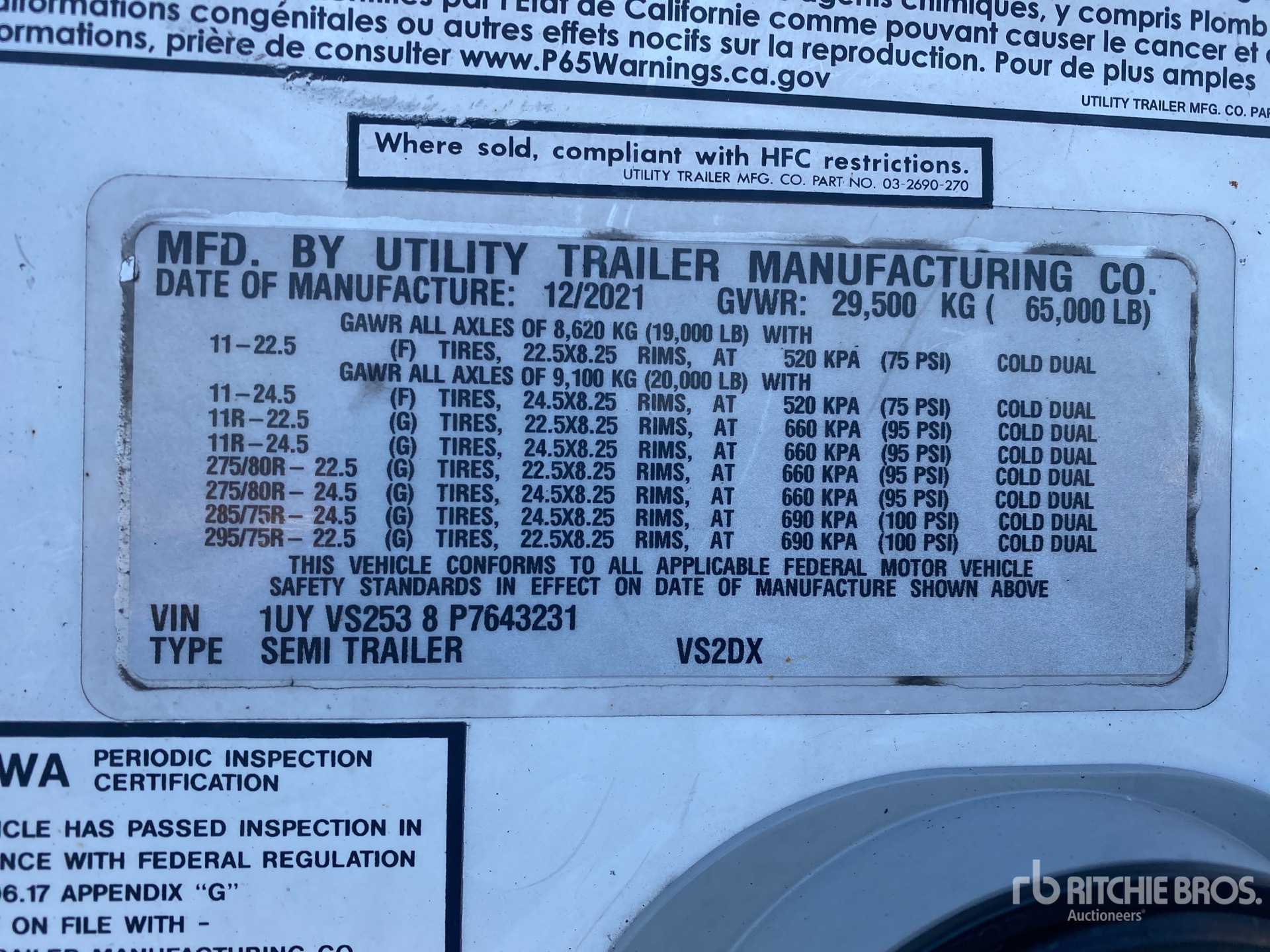 General Appearance with Serial Number / VIN