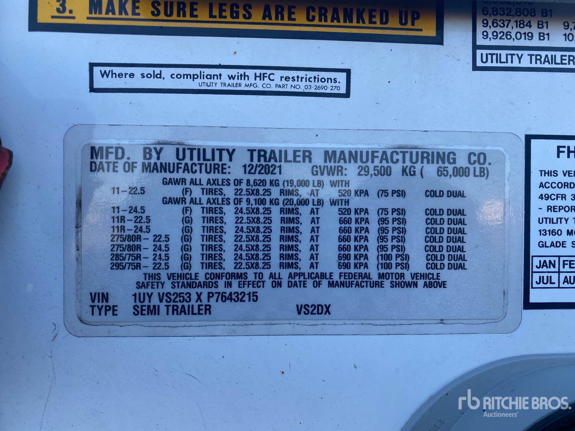 General Appearance with Serial Number / VIN
