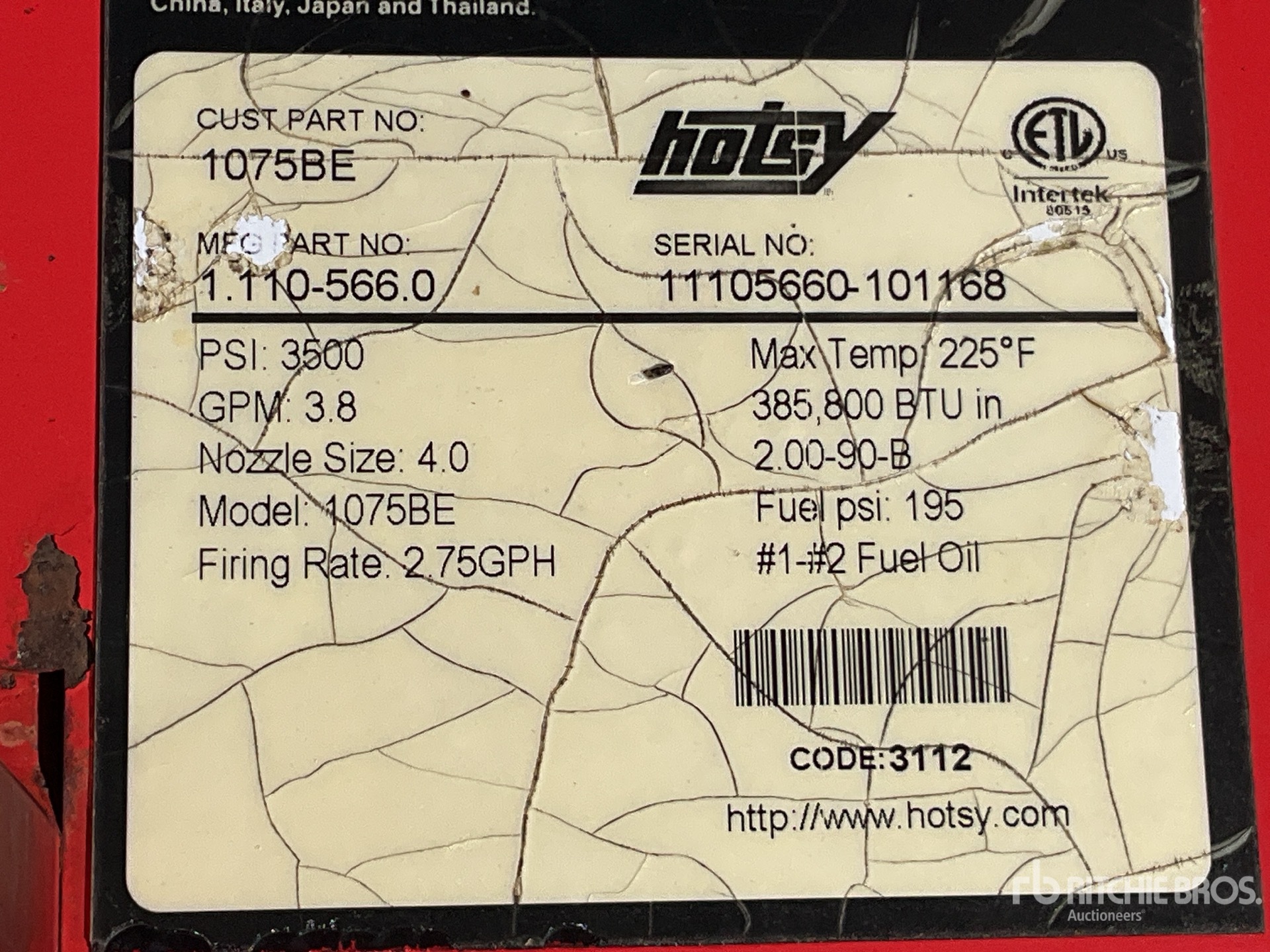 General Appearance with Serial Number / VIN