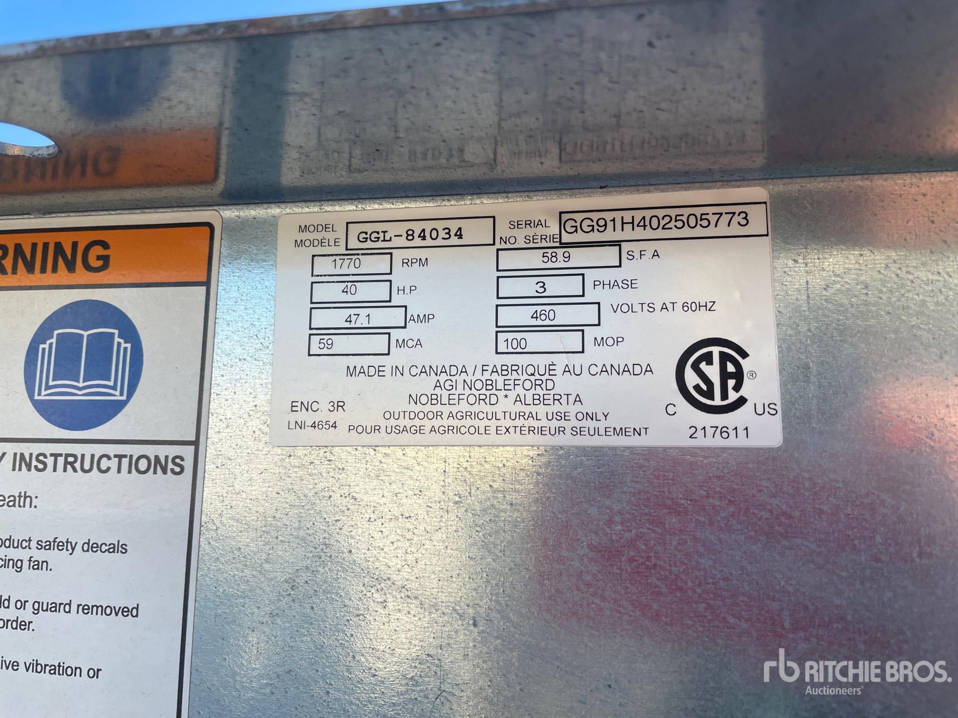 General Appearance with Serial Number / VIN