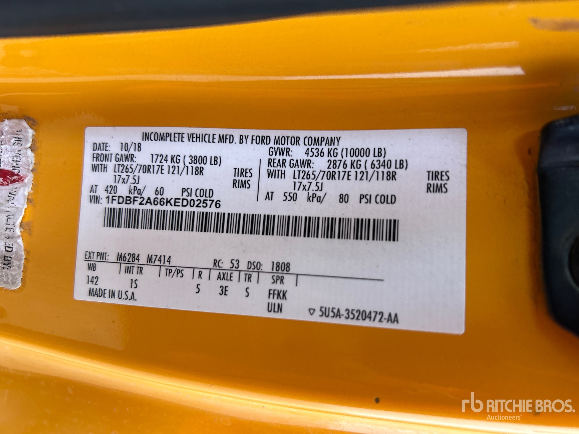 General Appearance with Serial Number / VIN