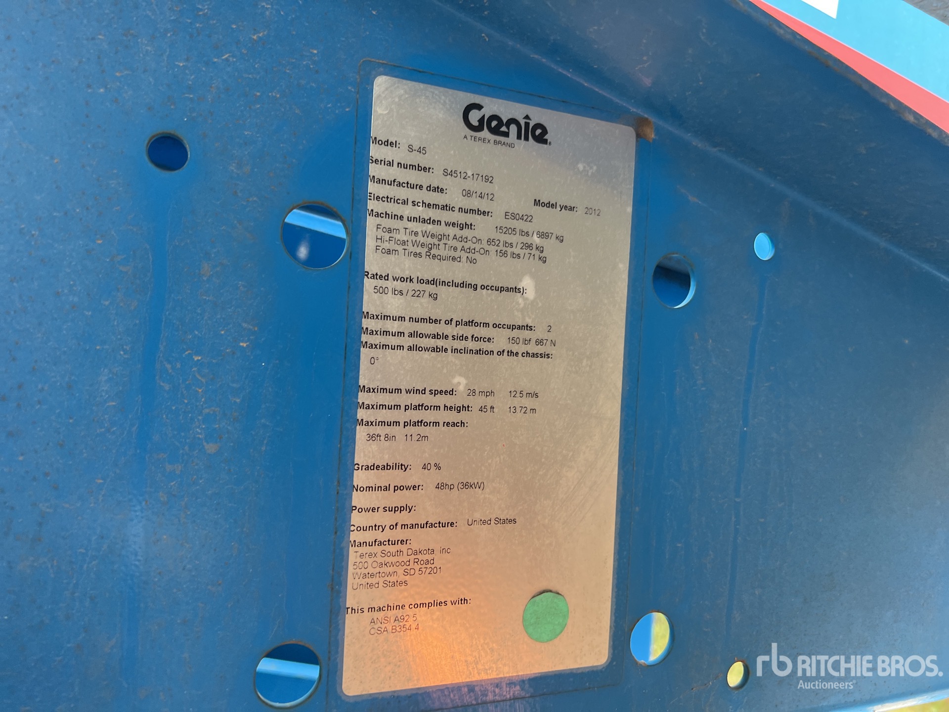 General Appearance with N.º de serie/VIN