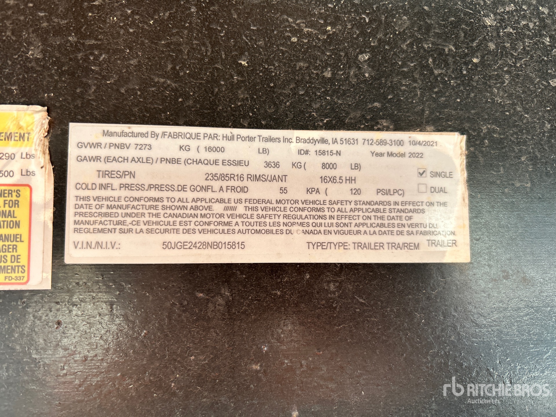 General Appearance with Serial Number / VIN