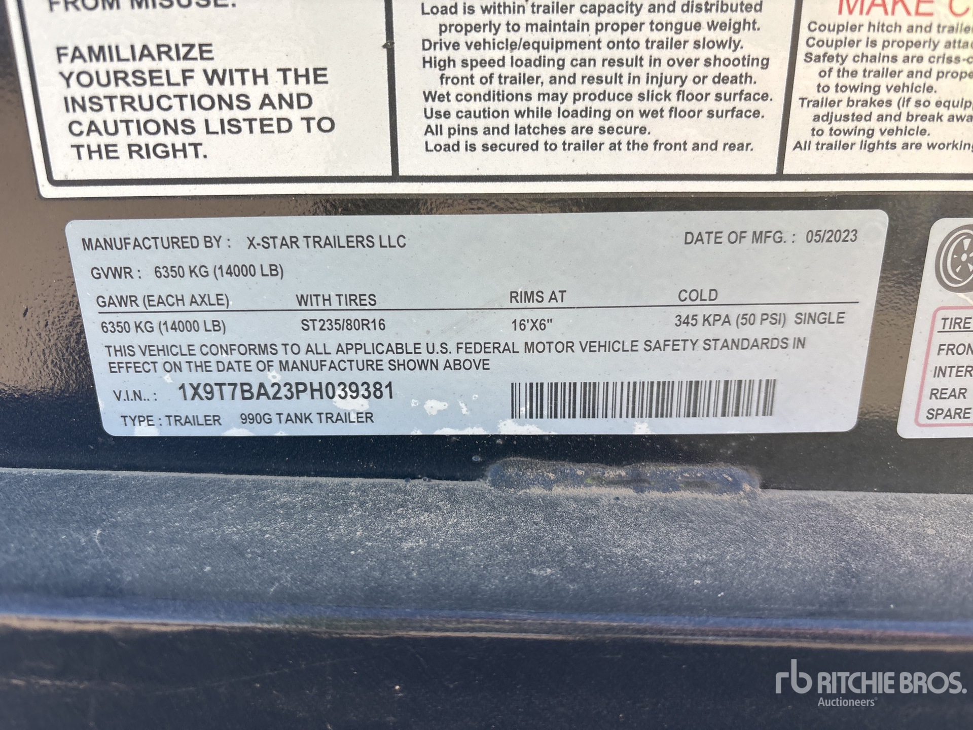 General Appearance with Serial Number / VIN