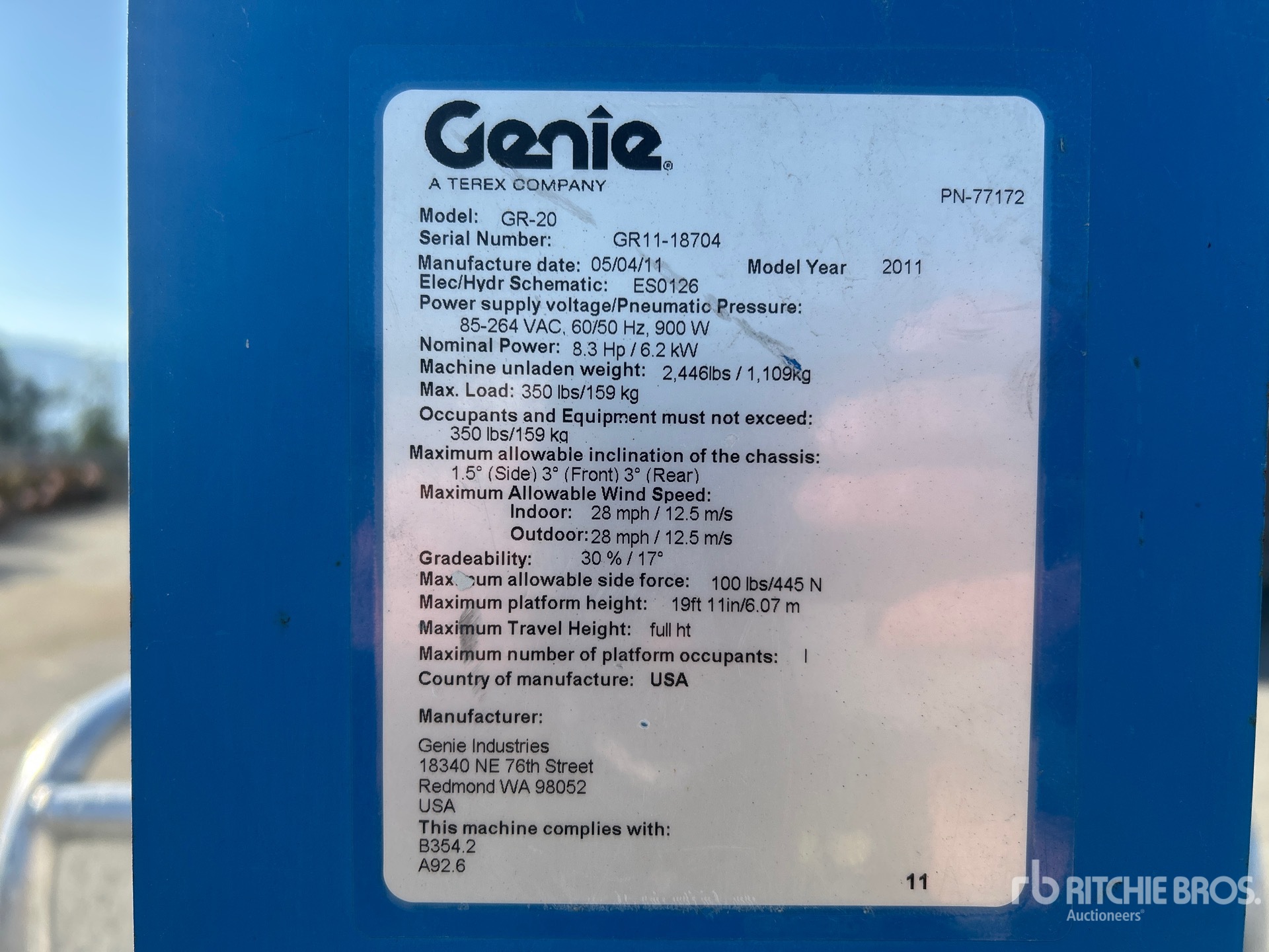 General Appearance with Serial Number / VIN
