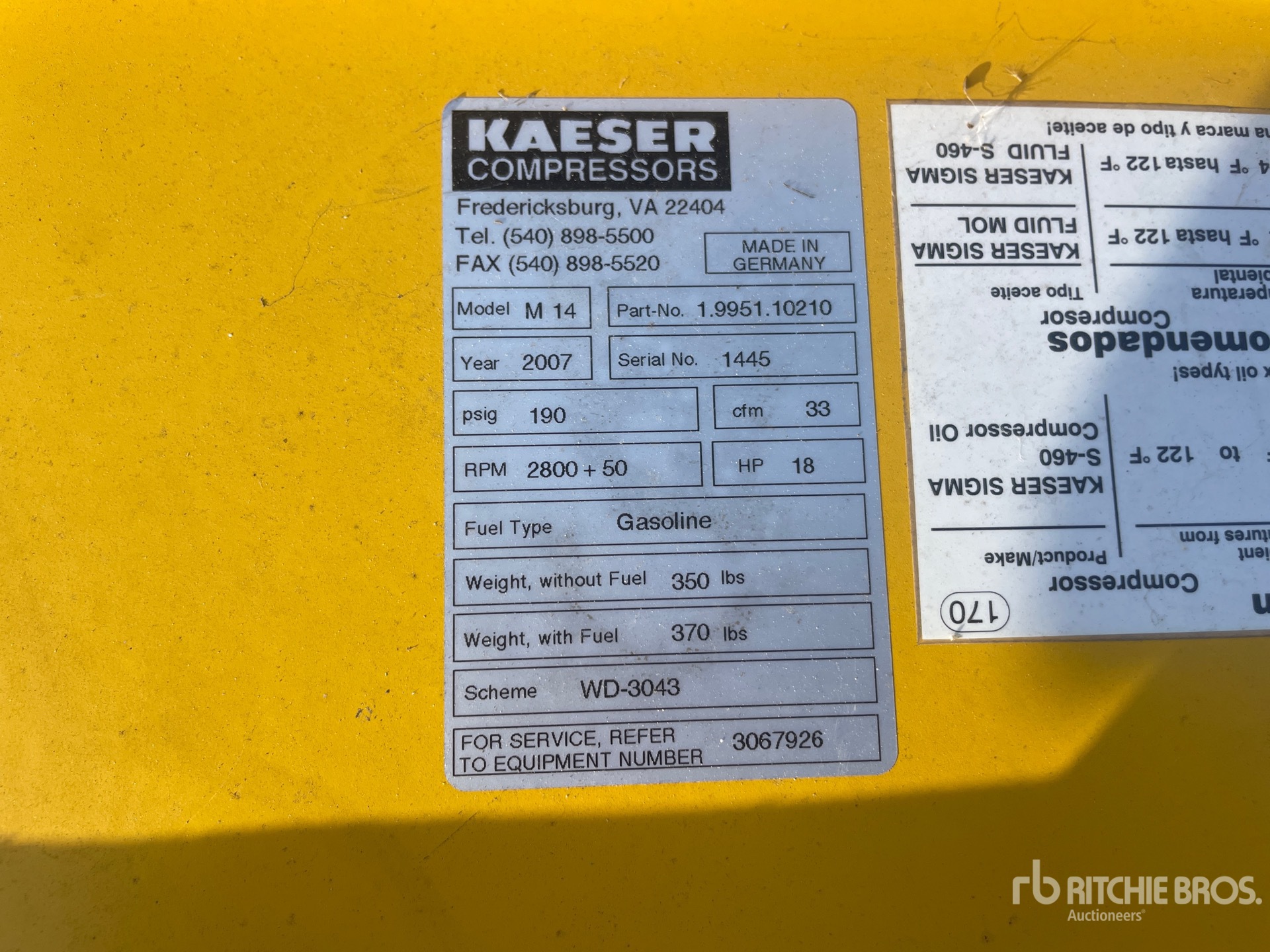 General Appearance with Serial Number / VIN