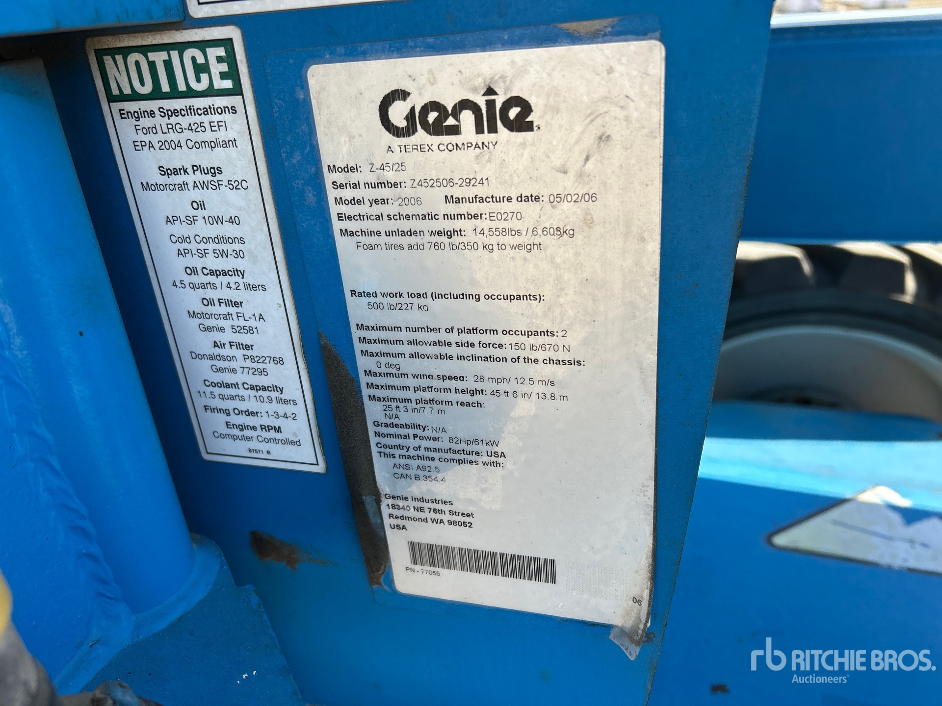 General Appearance with Serial Number / VIN