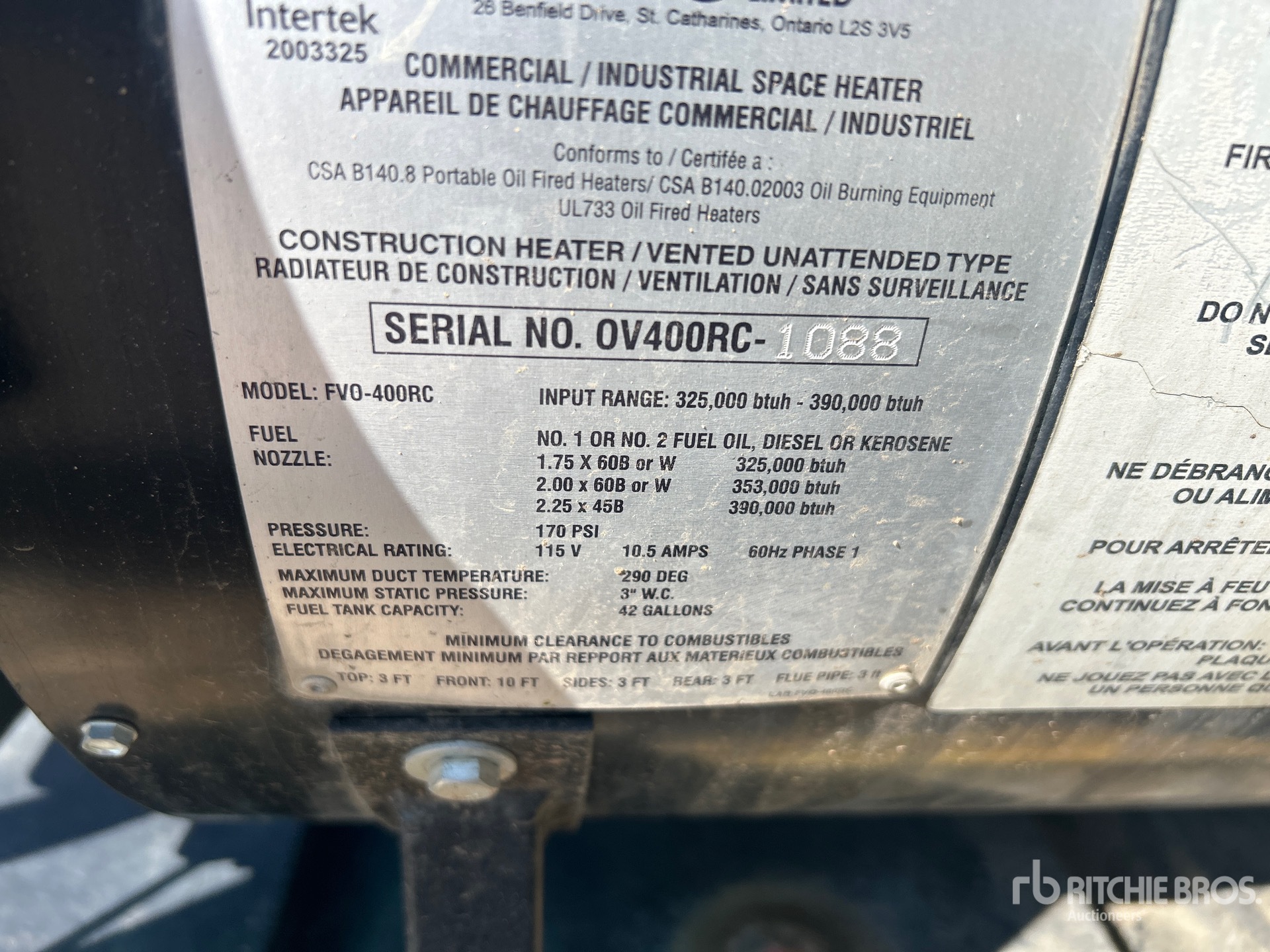 General Appearance with Serial Number / VIN