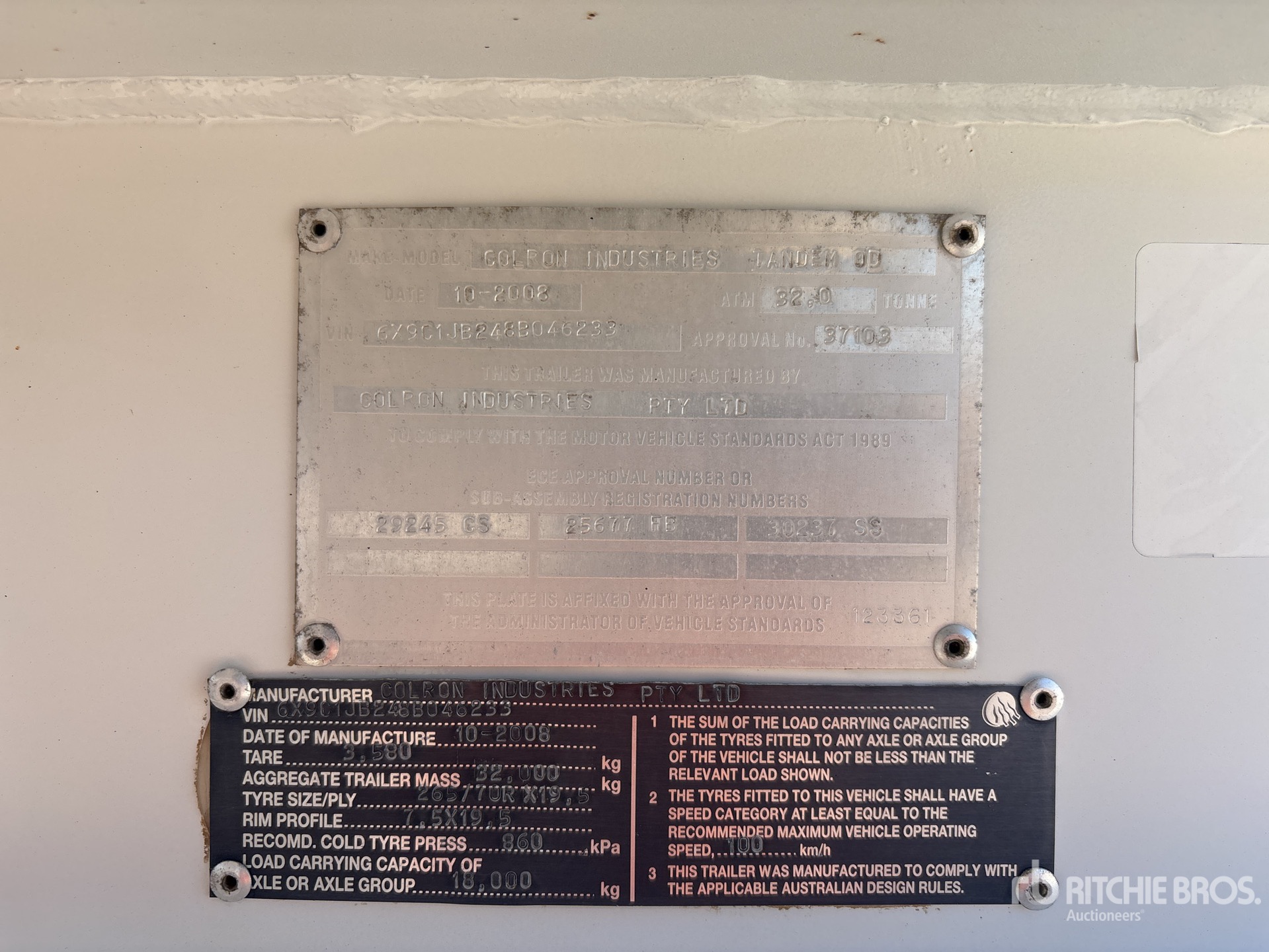 General Appearance with Serial Number / VIN