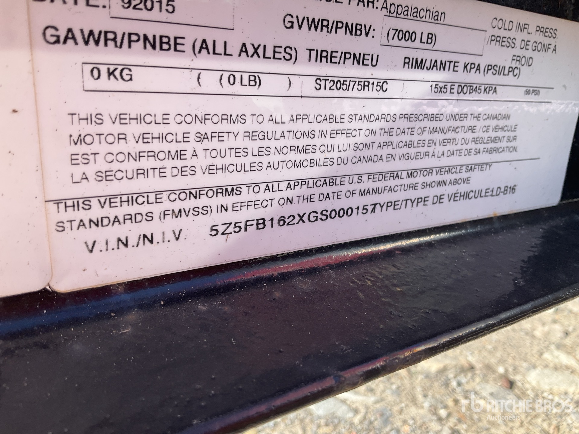 General Appearance with Serial Number / VIN