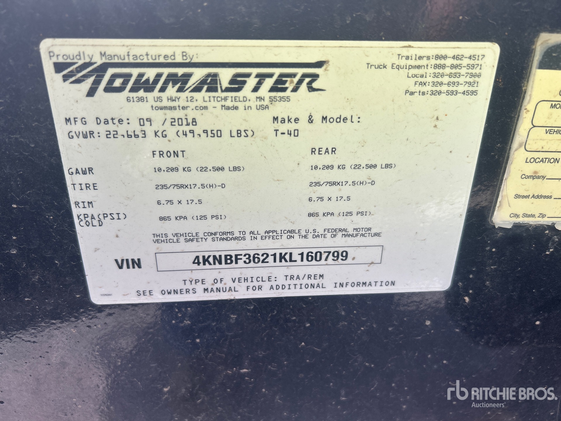 General Appearance with Serial Number / VIN
