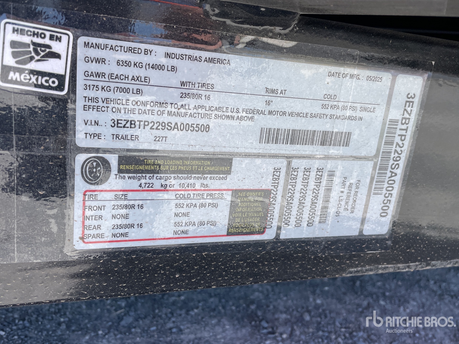 General Appearance with Serial Number / VIN