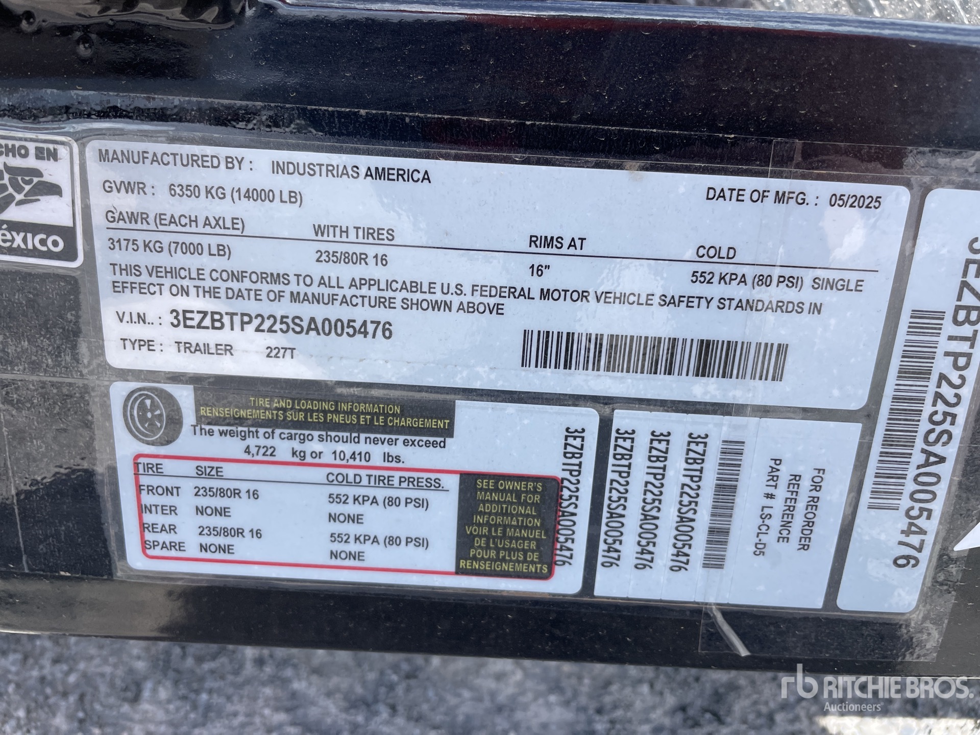 General Appearance with Serial Number / VIN