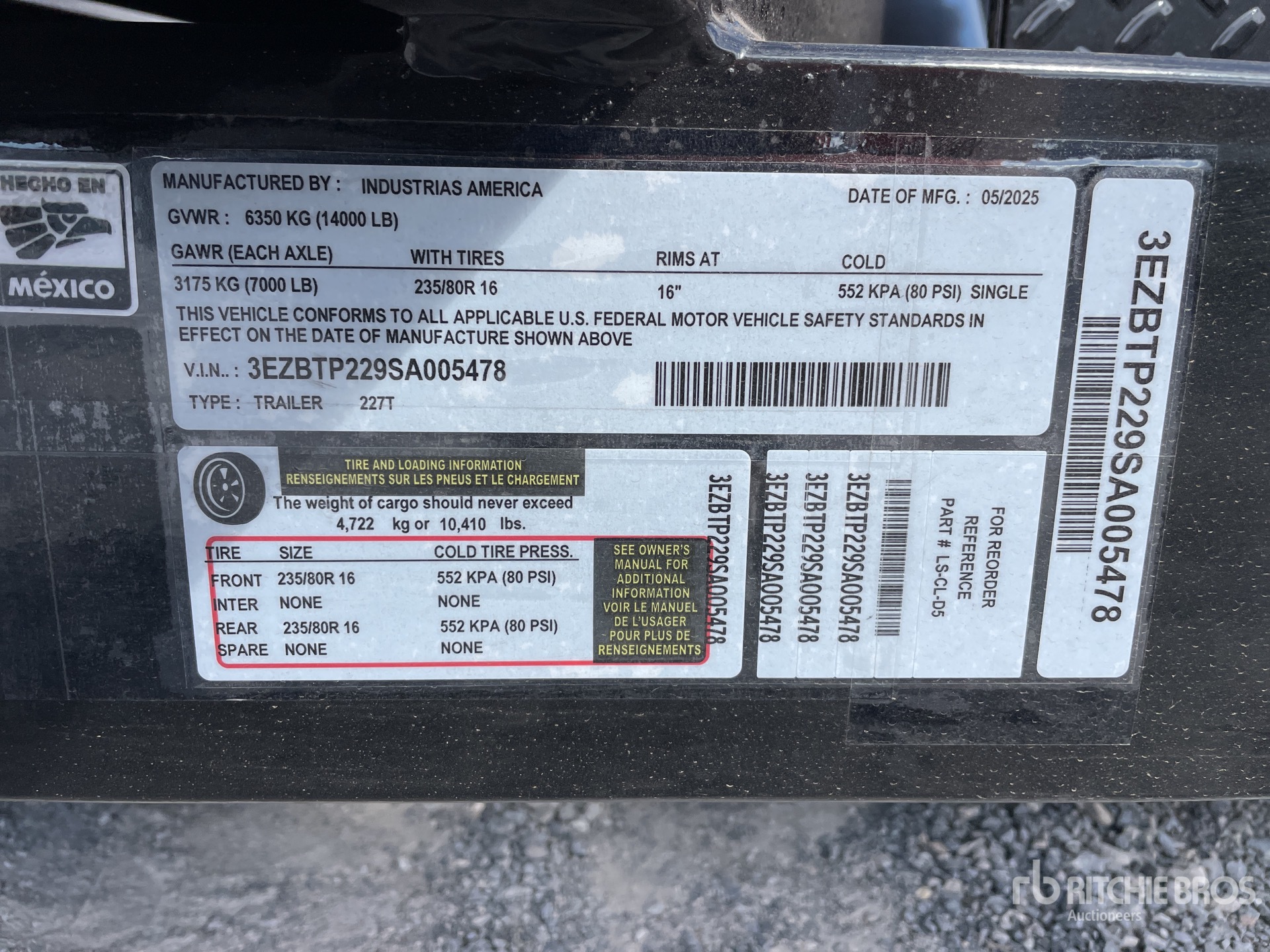 General Appearance with Serial Number / VIN
