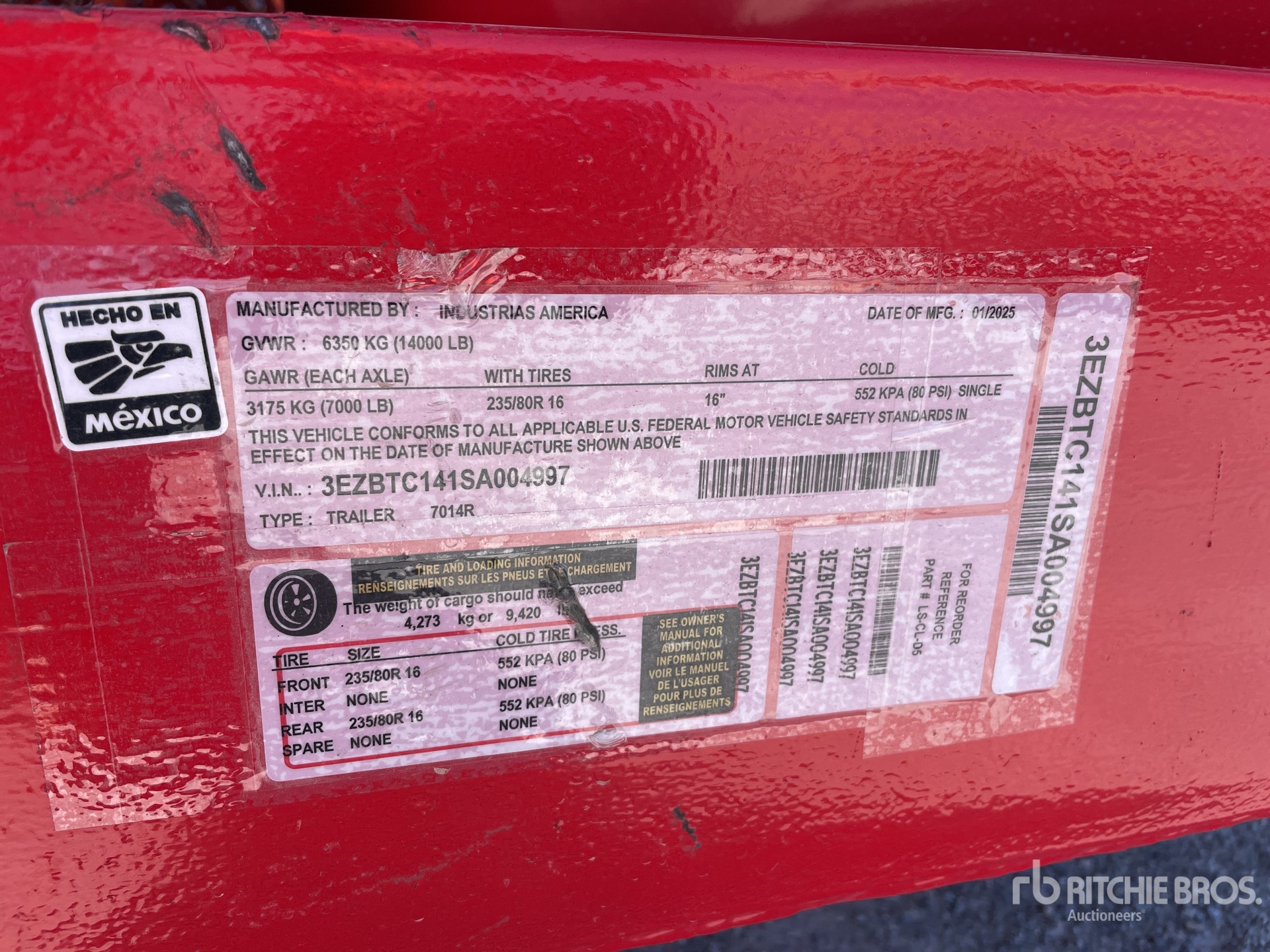 General Appearance with Serial Number / VIN