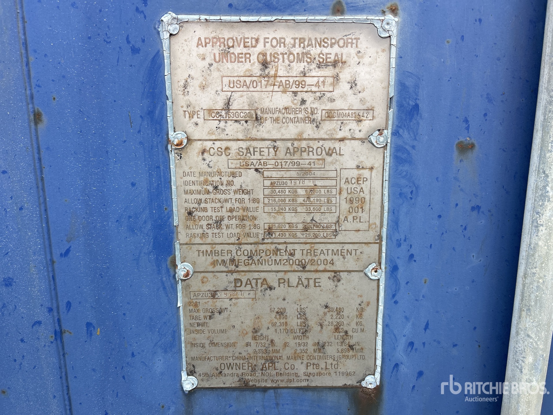 General Appearance with Serial Number / VIN