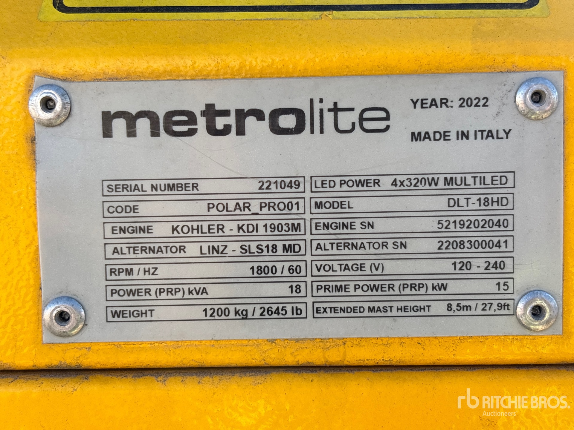 General Appearance with Unit Serial Number