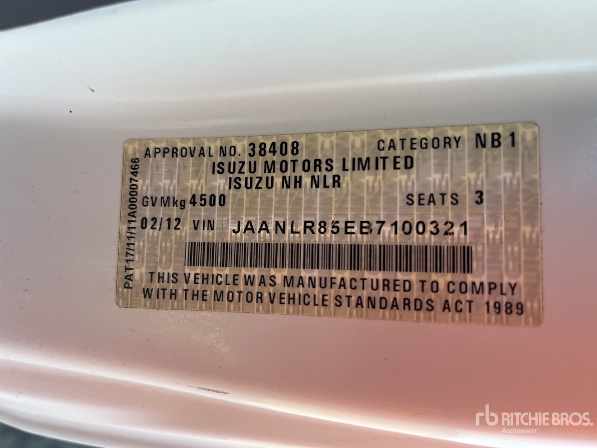 General Appearance with Serial Number / VIN