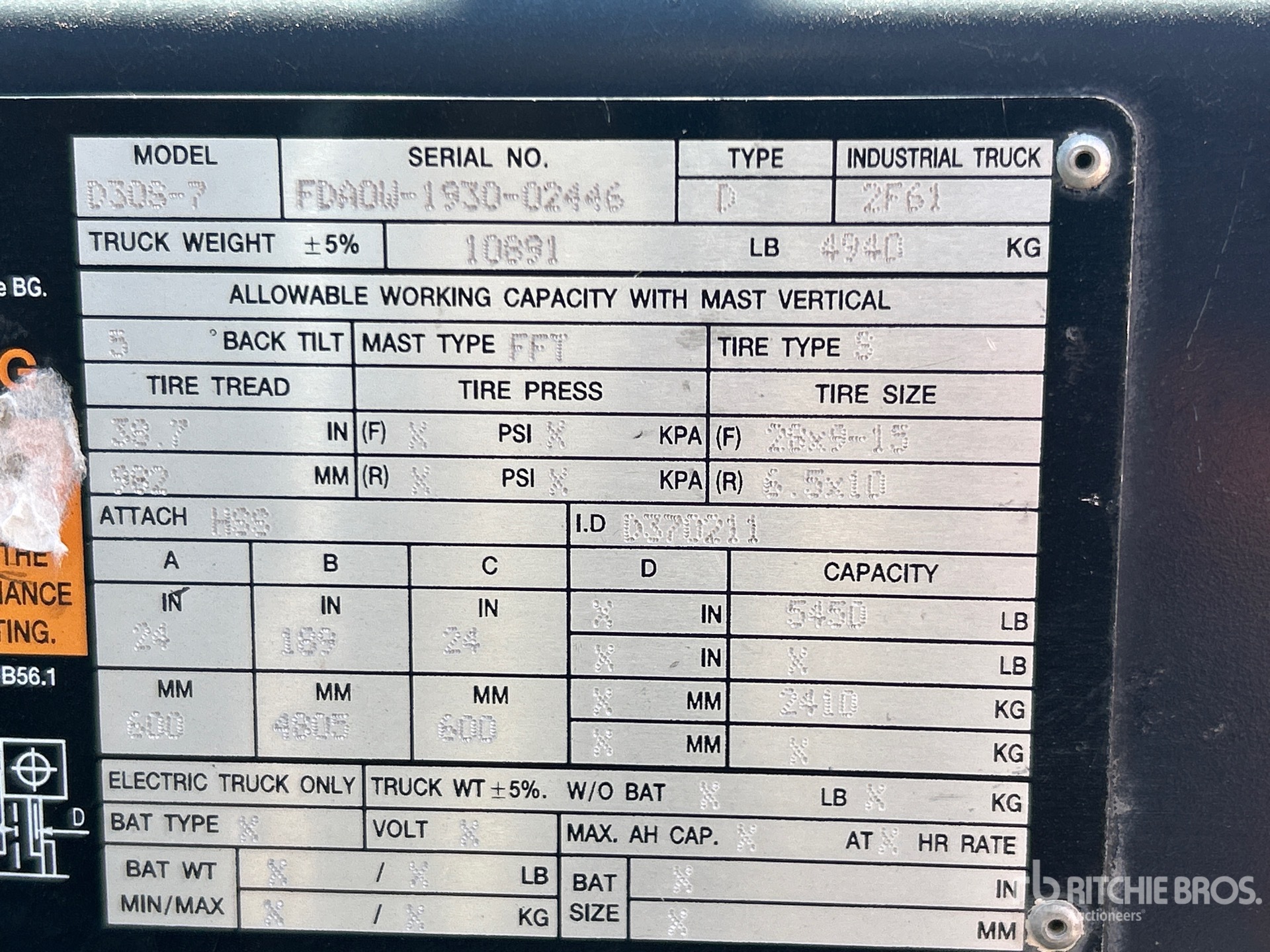 General Appearance with Serial Number / VIN