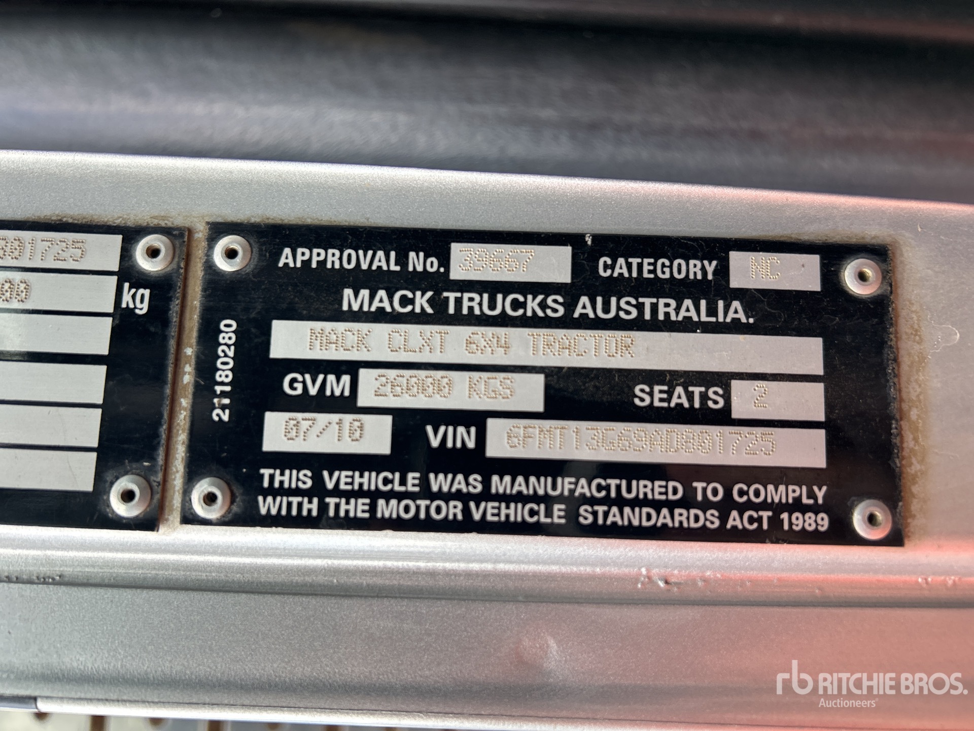 General Appearance with Serial Number / VIN