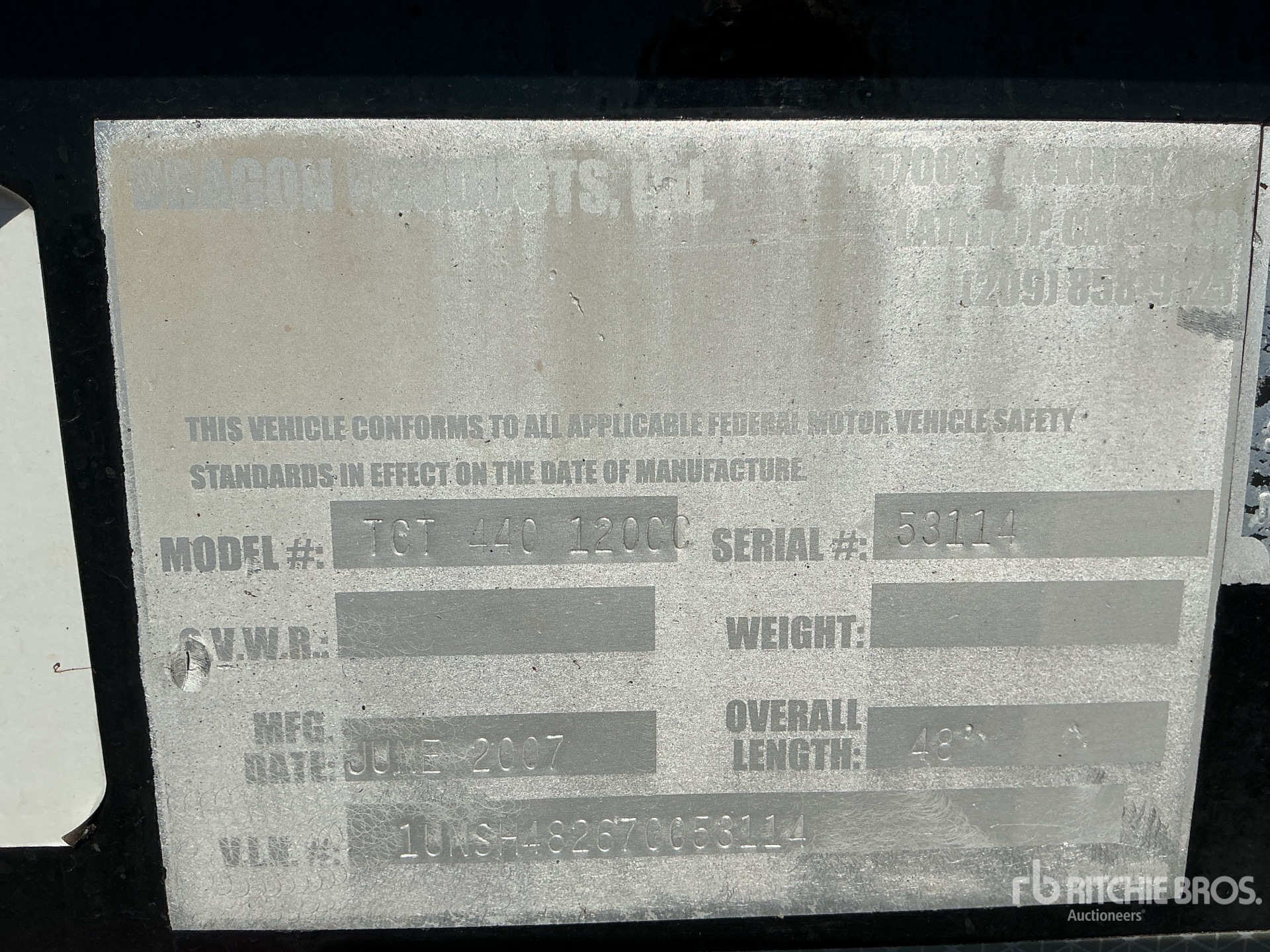 General Appearance with Serial Number / VIN