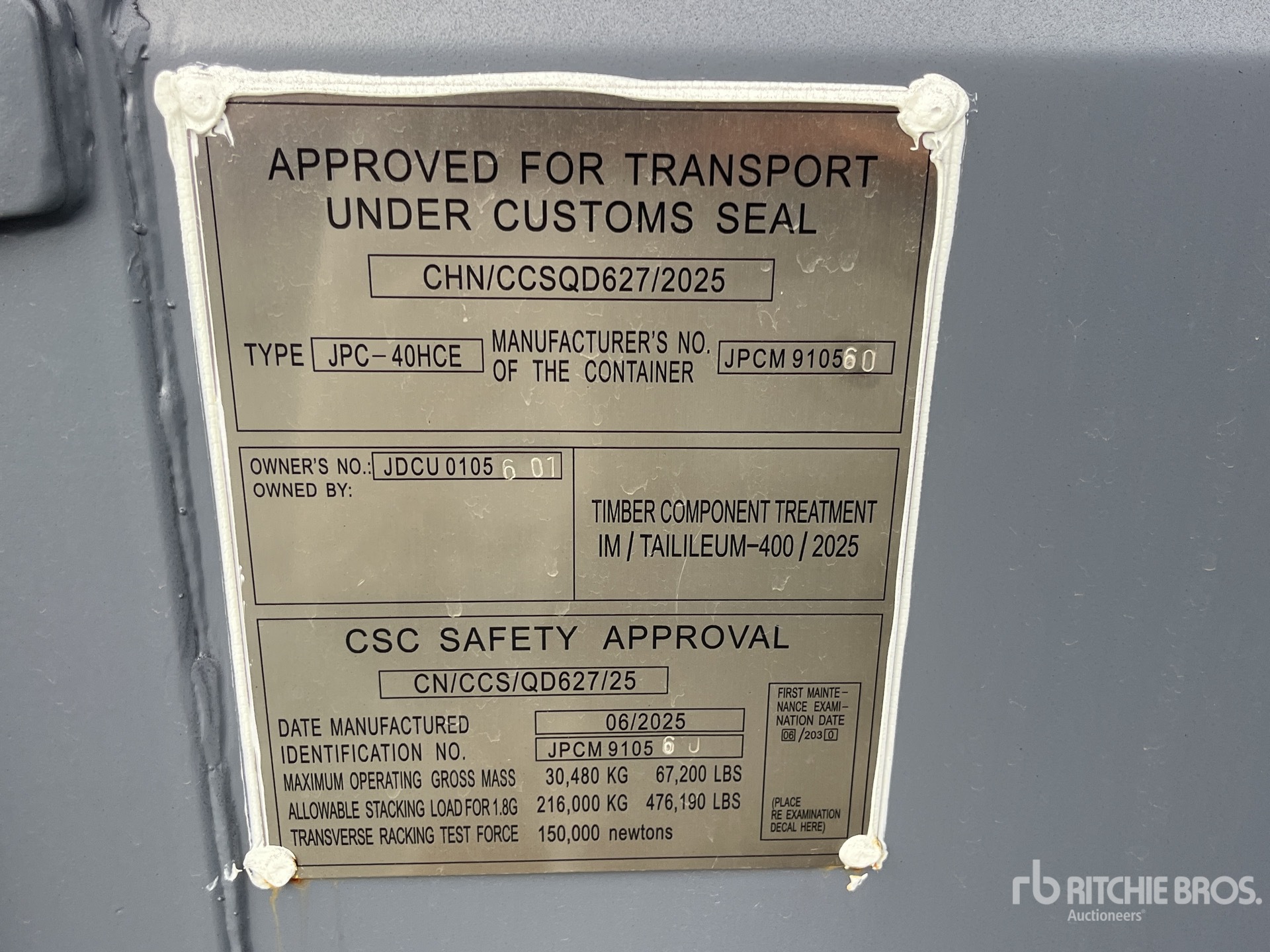 General Appearance with Serial Number / VIN
