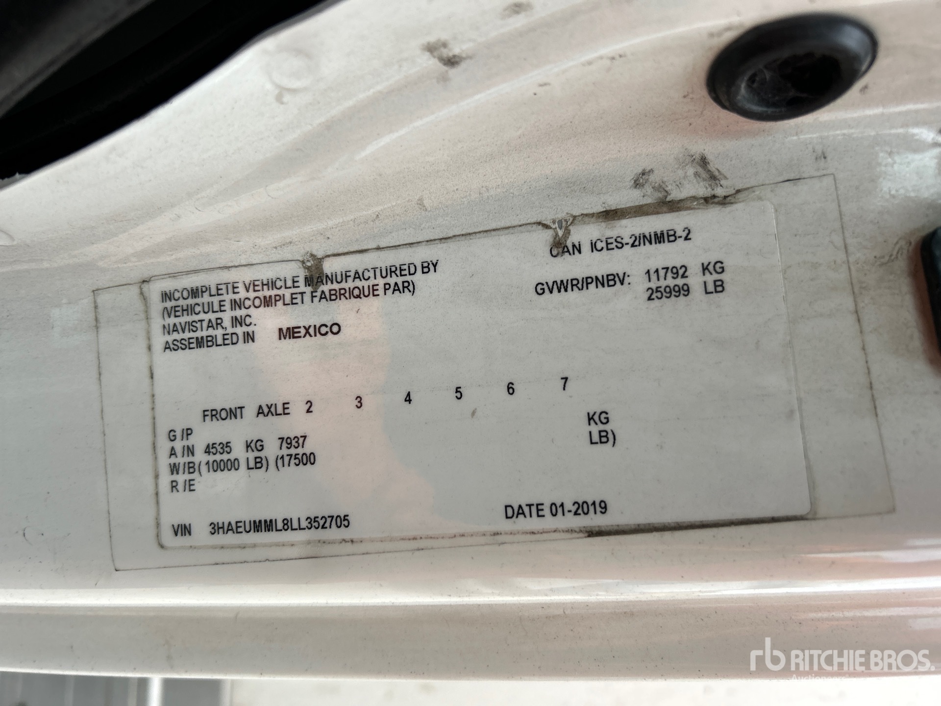 General Appearance with Serial Number / VIN