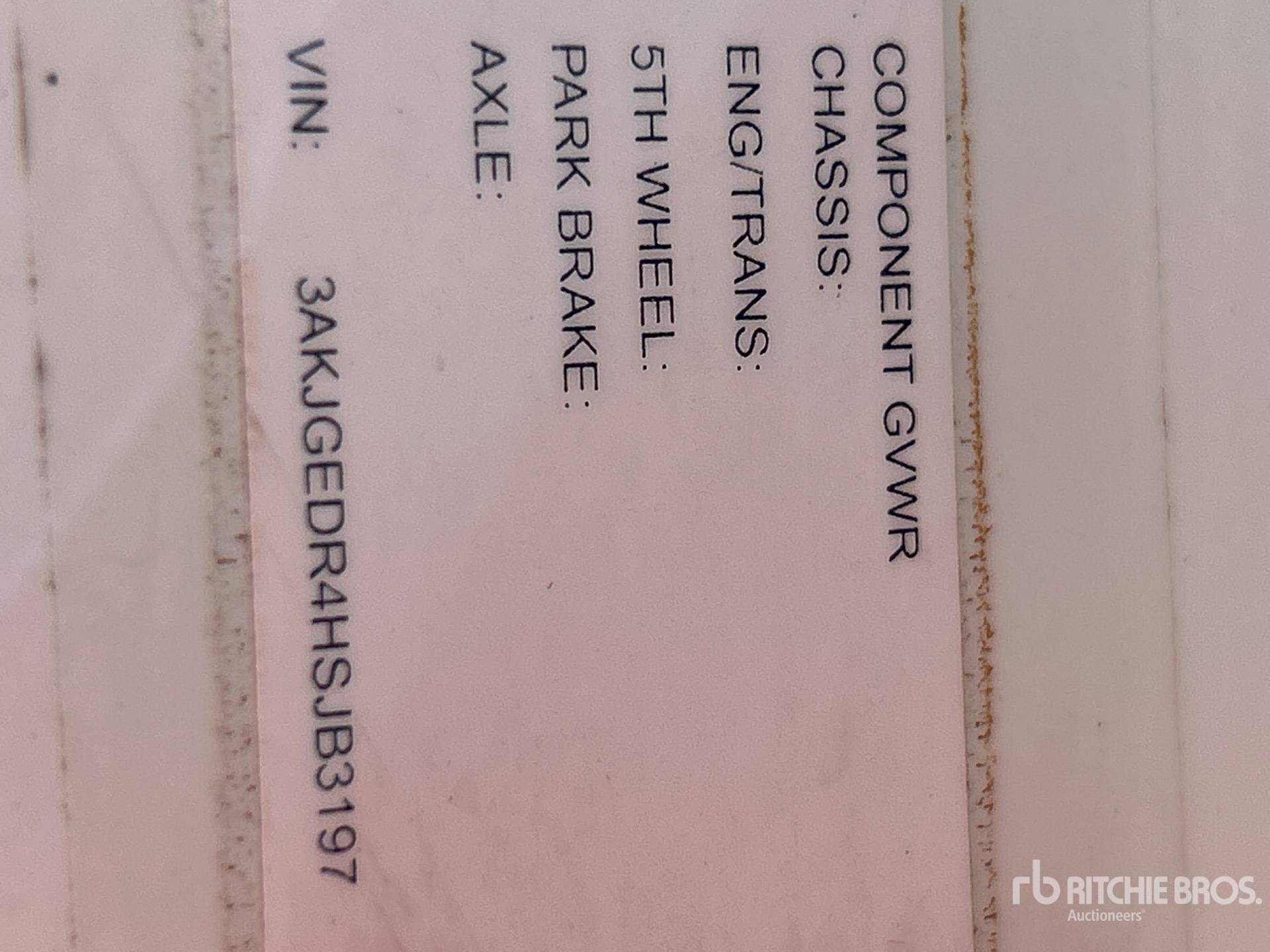 General Appearance with Serial Number / VIN