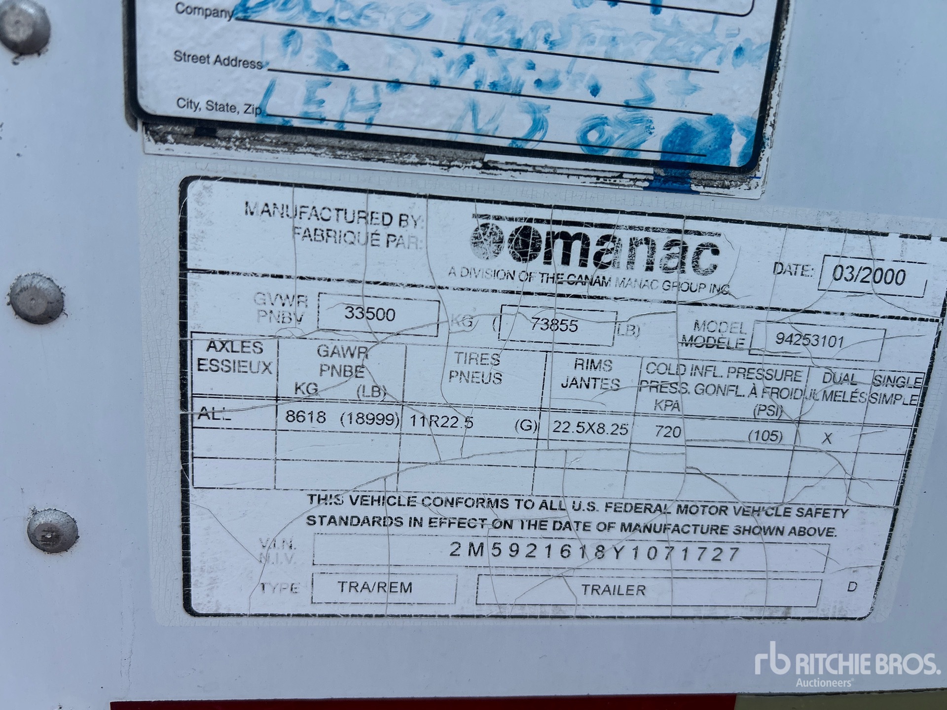 General Appearance with Serial Number / VIN
