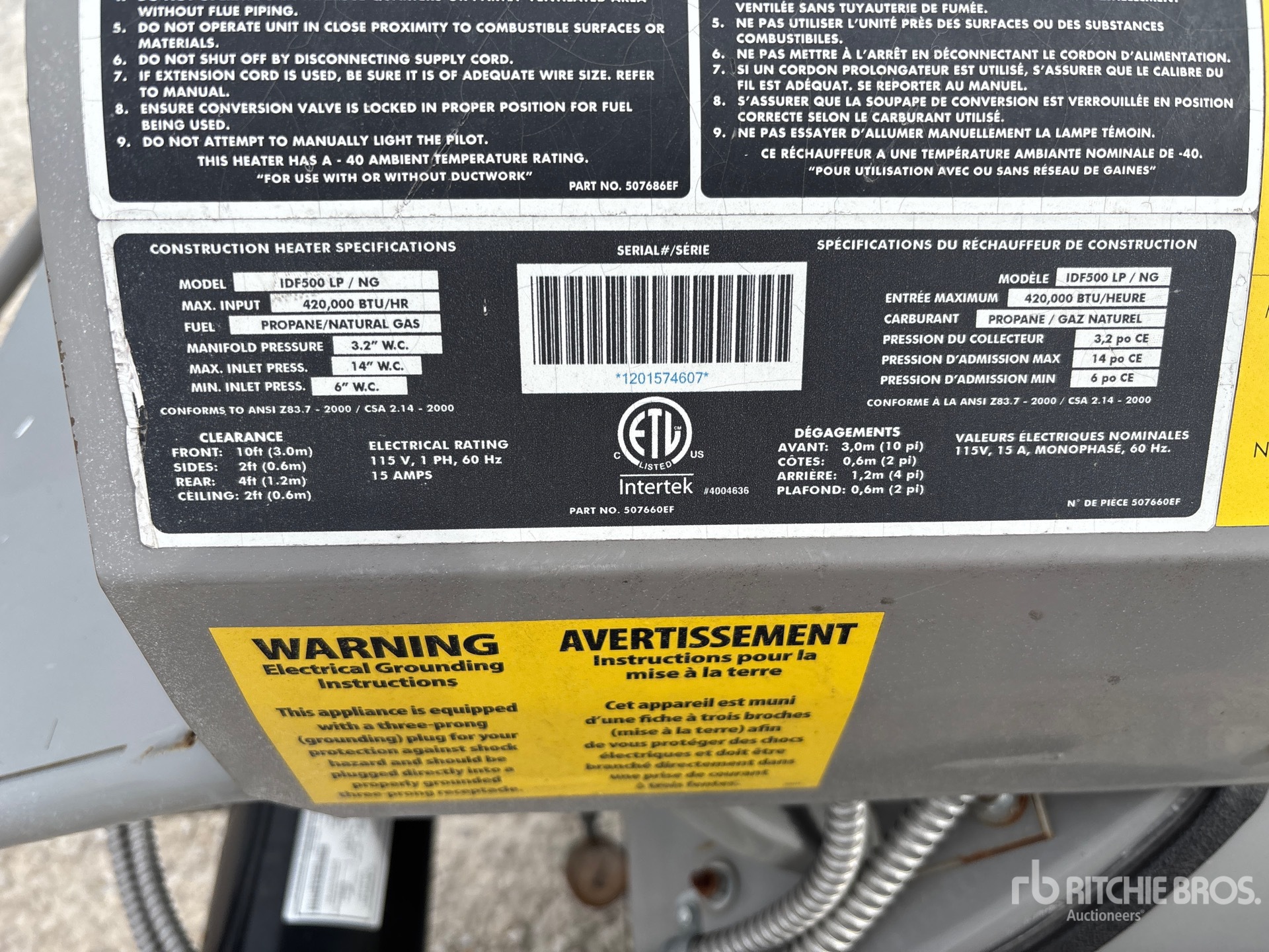 General Appearance with Serial Number / VIN