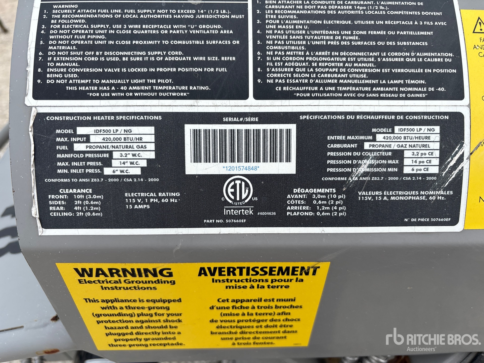 General Appearance with Serial Number / VIN