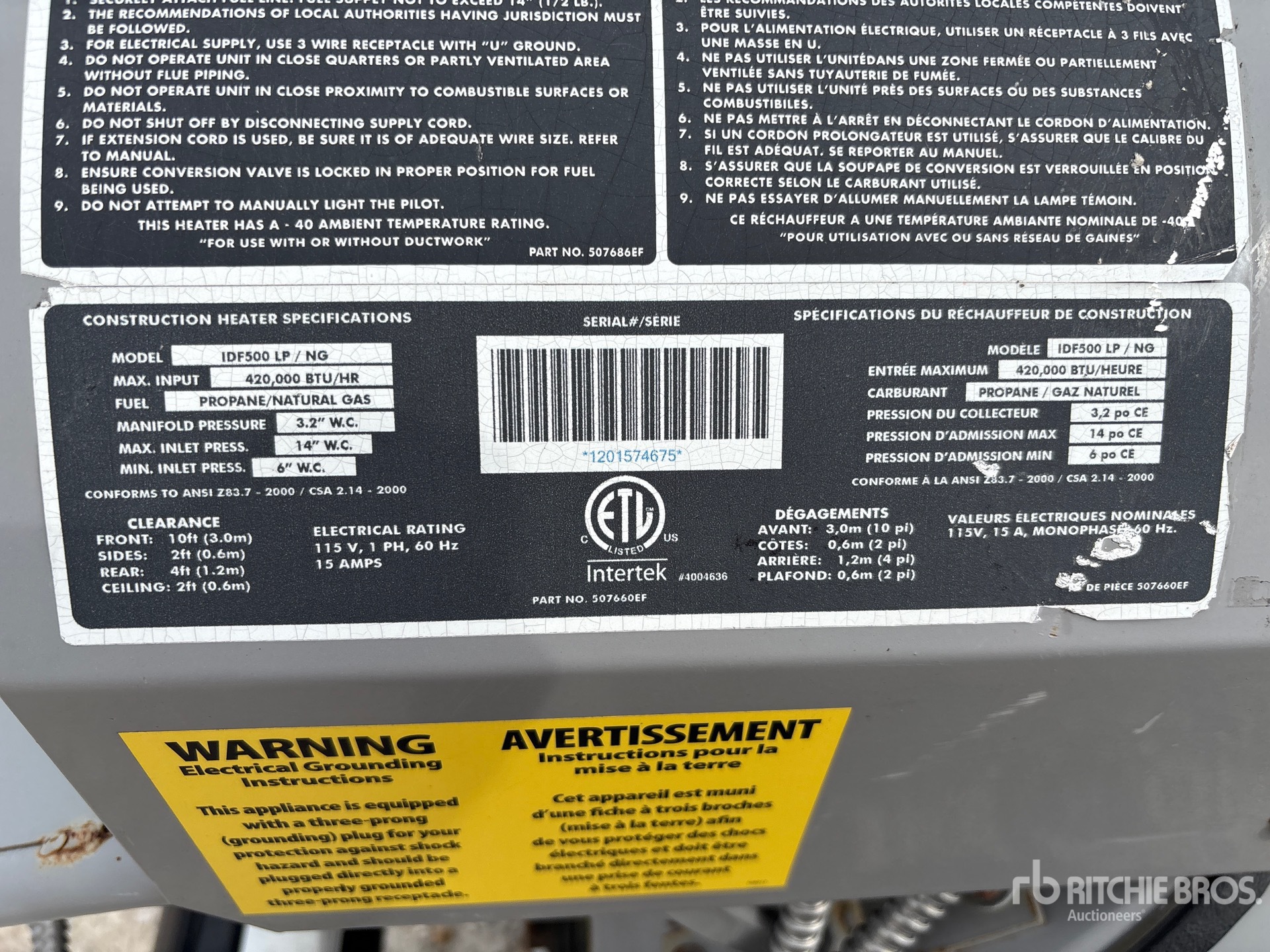 General Appearance with Serial Number / VIN
