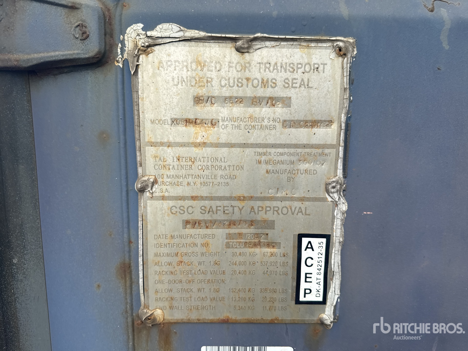 General Appearance with Serial Number / VIN