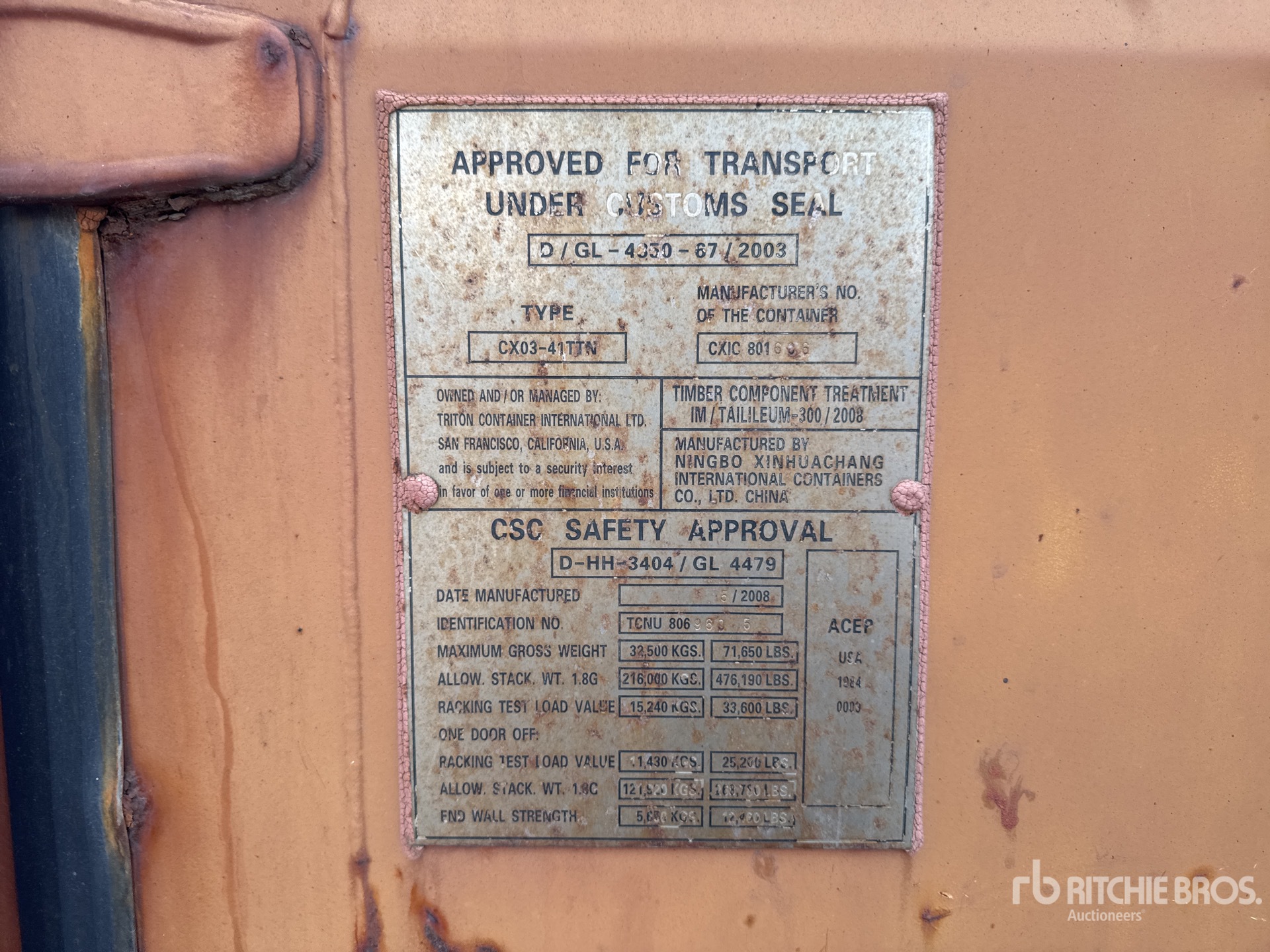 General Appearance with Serial Number / VIN