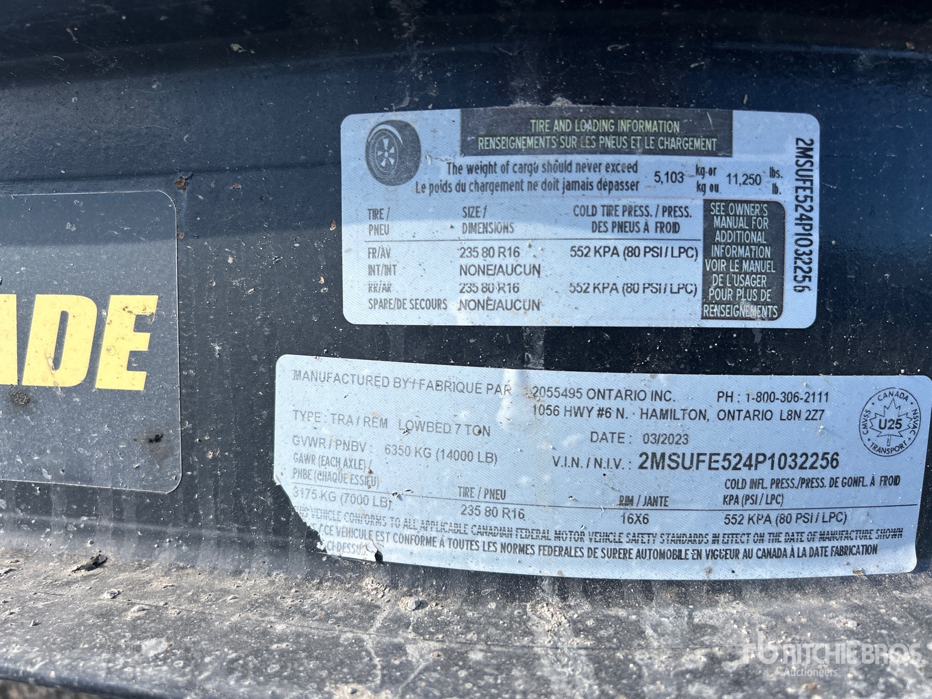 General Appearance with Numéro de série/Numéro d'identification du véhicule automobile