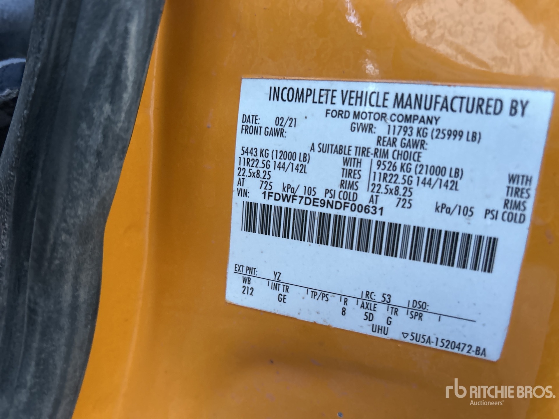 General Appearance with Serial Number / VIN