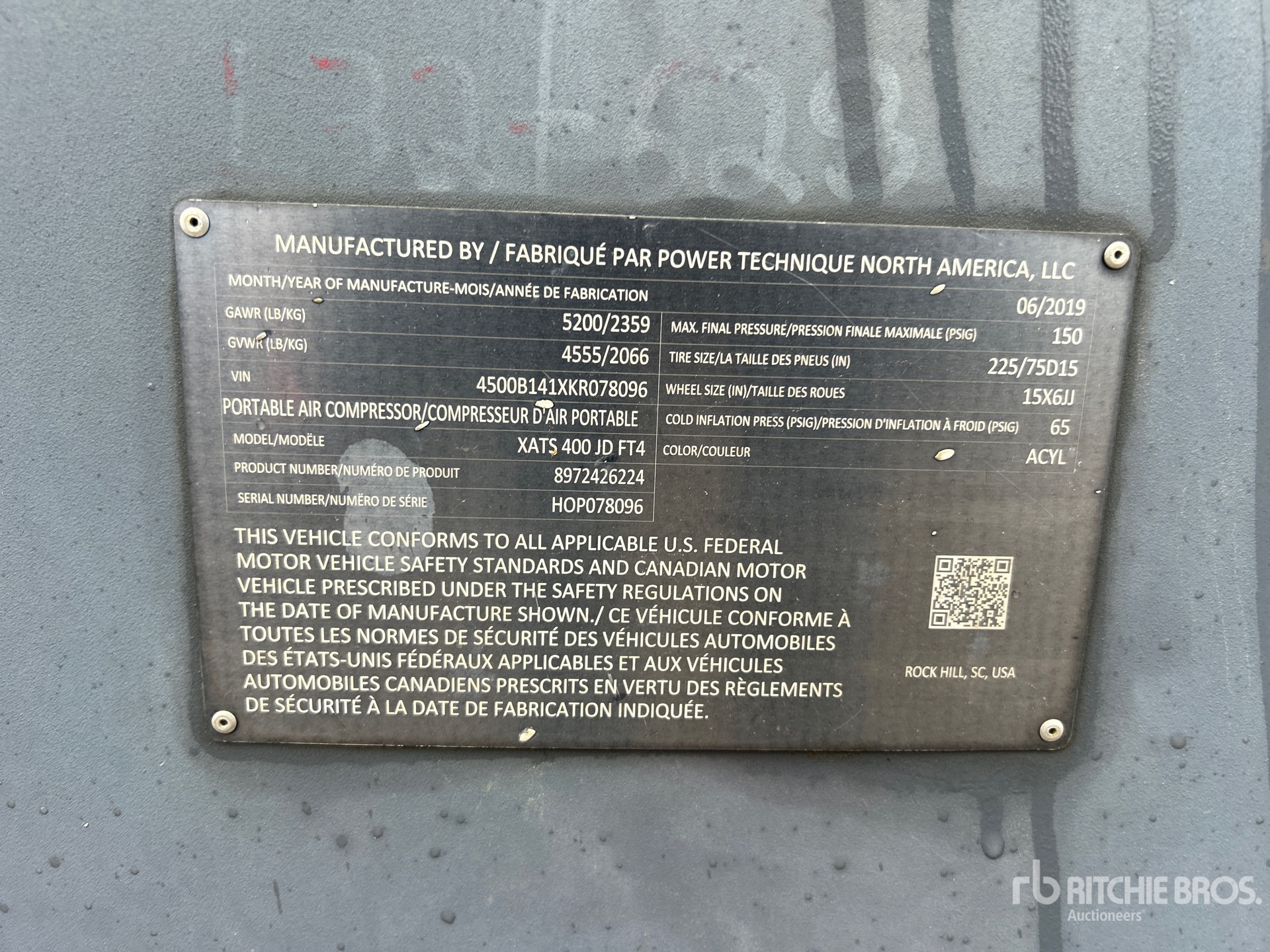 General Appearance with Serial Number / VIN