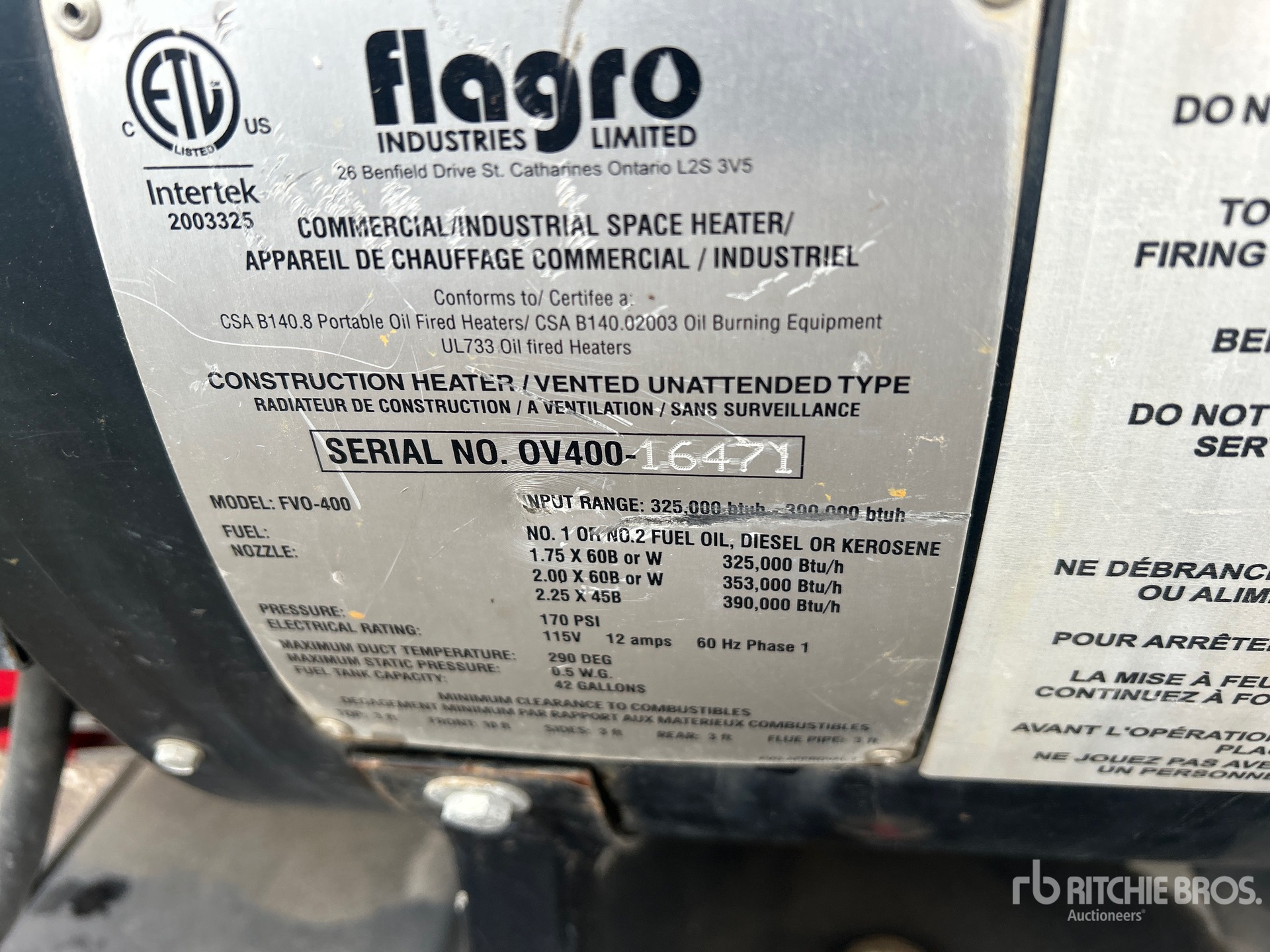 General Appearance with Serial Number / VIN