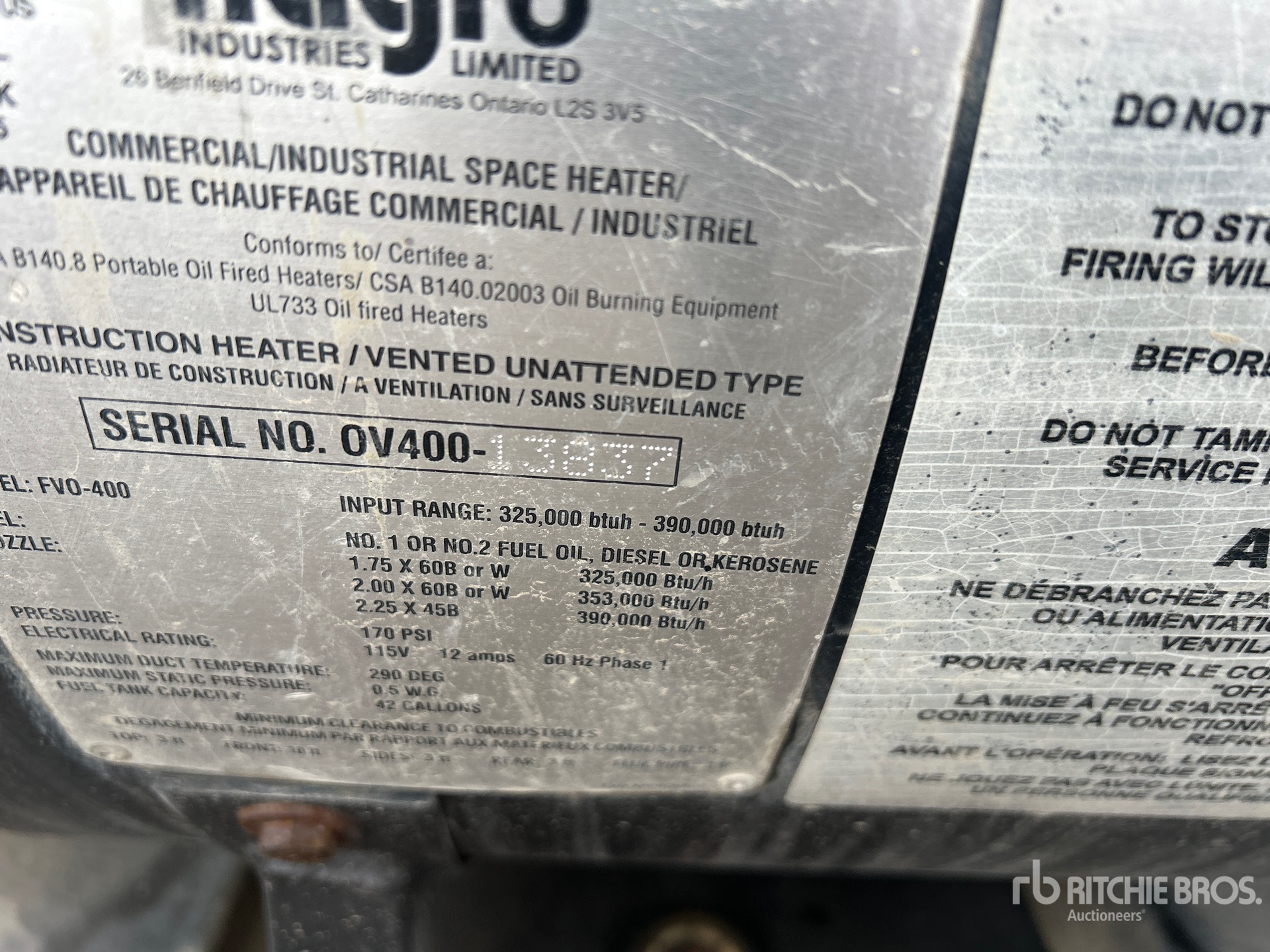 General Appearance with Serial Number / VIN