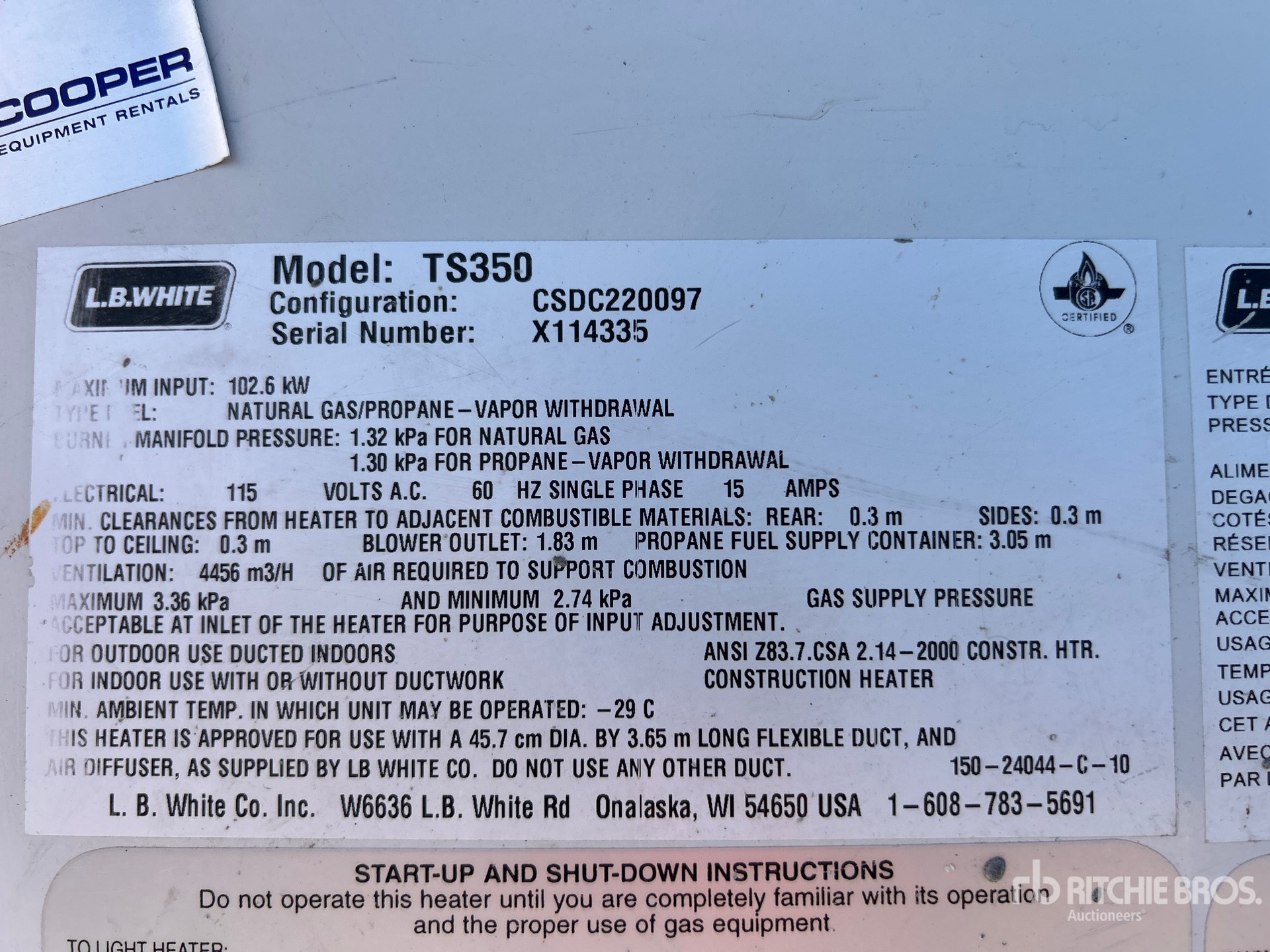 General Appearance with Serial Number / VIN