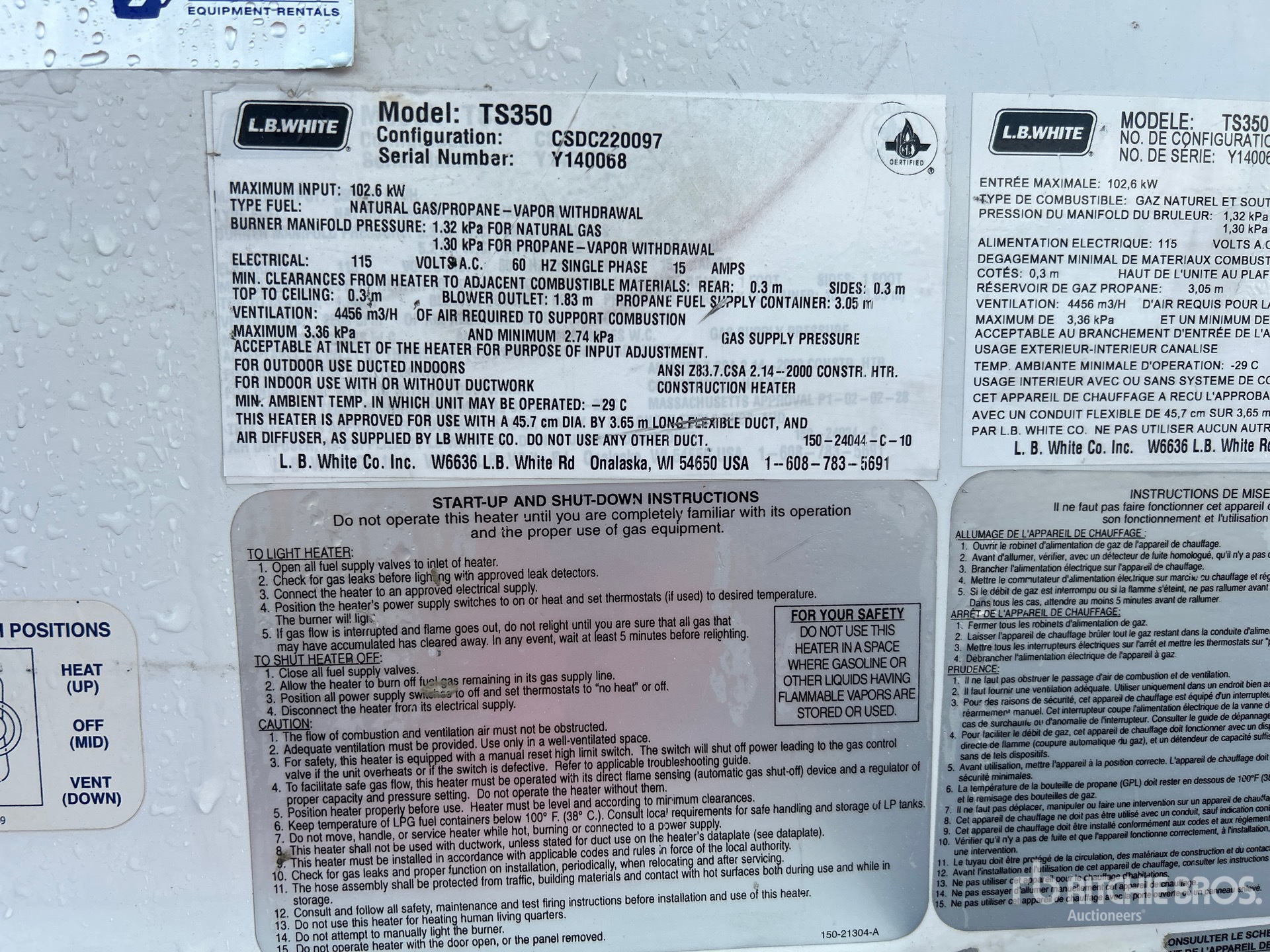 General Appearance with Serial Number / VIN