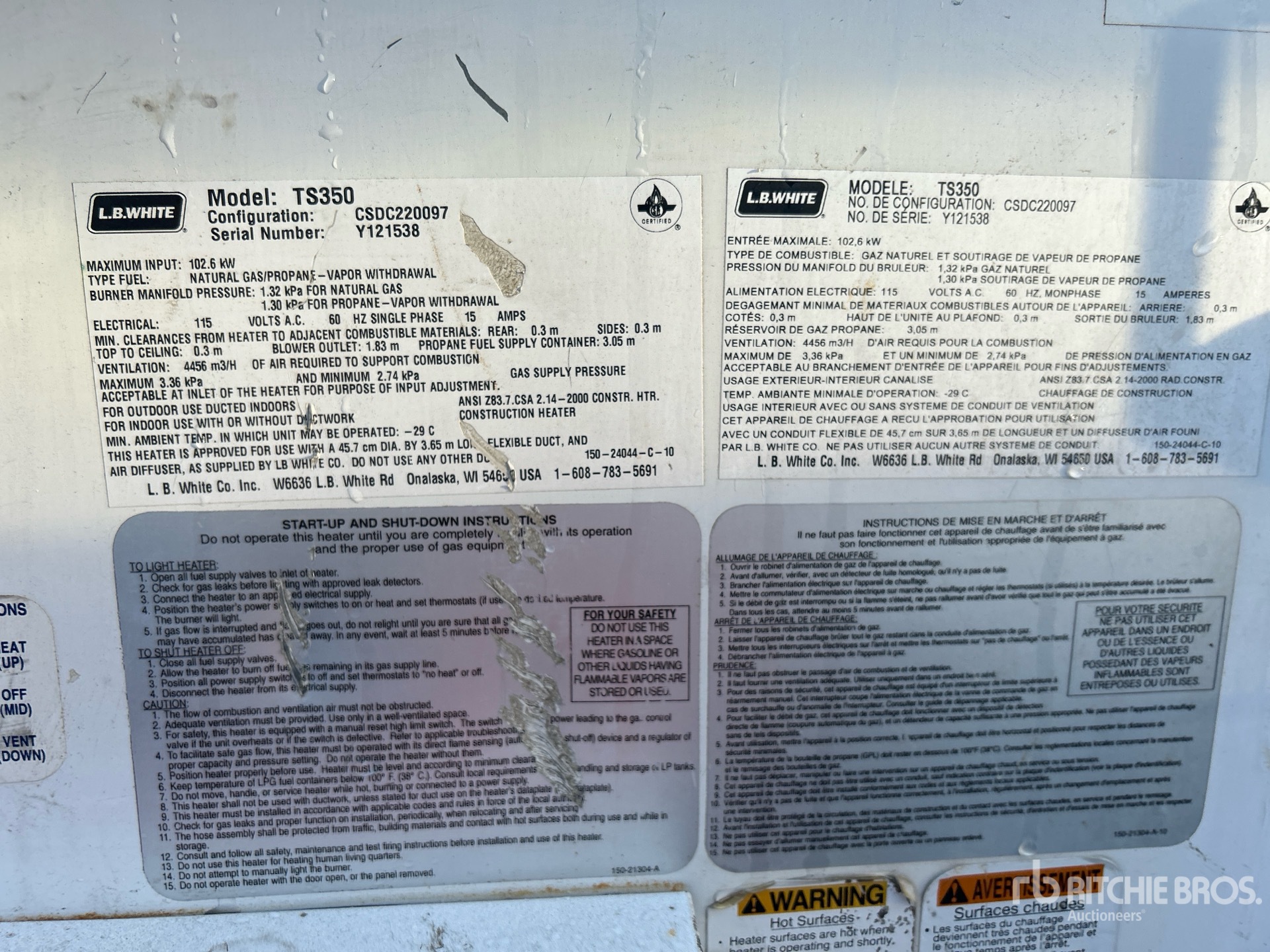 General Appearance with Serial Number / VIN